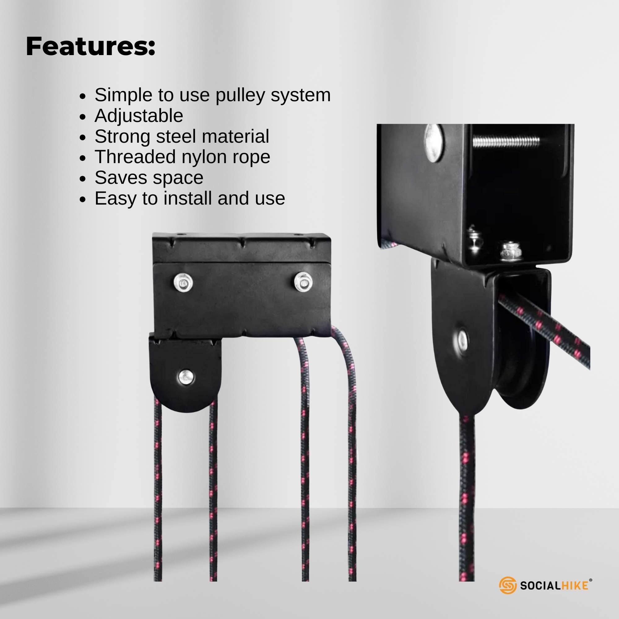 Kayak Hoist - 45kg Garage Ceiling Pulley Lift Storage System Bike Luggage Holder 7