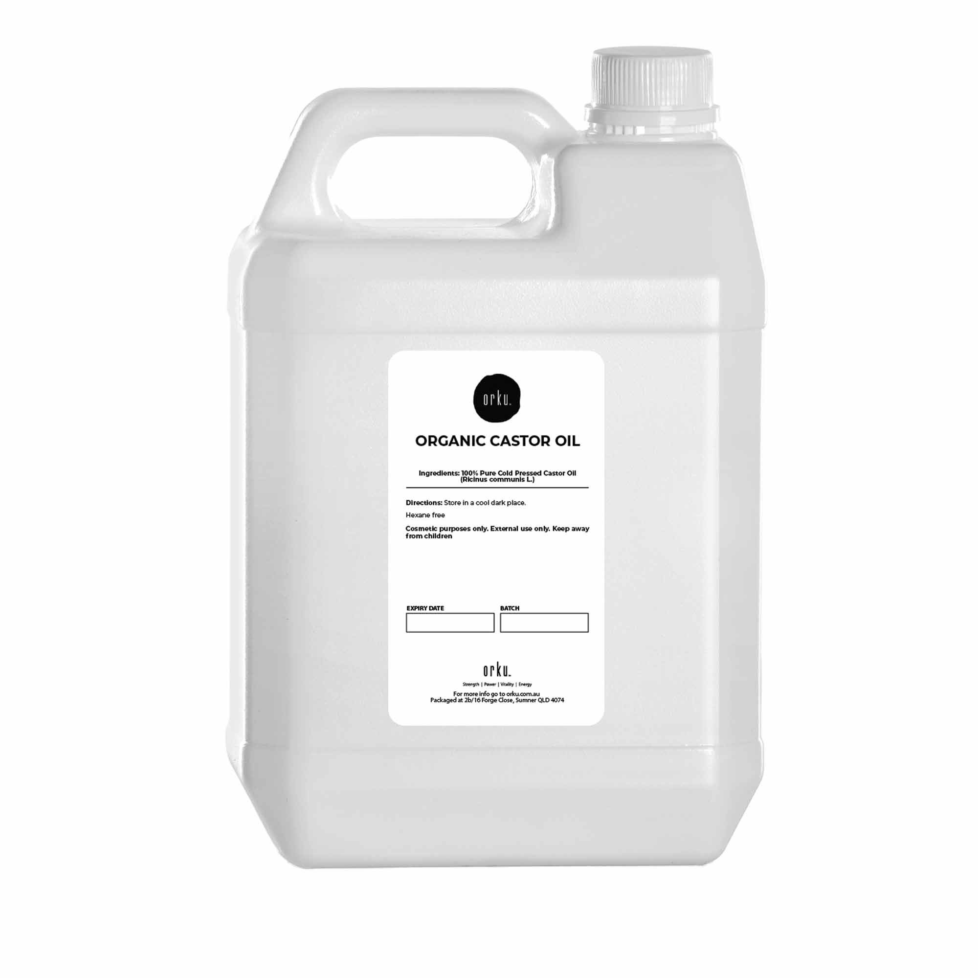 Orku 5L Organic Castor Oil - Hexane Free Cold Pressed