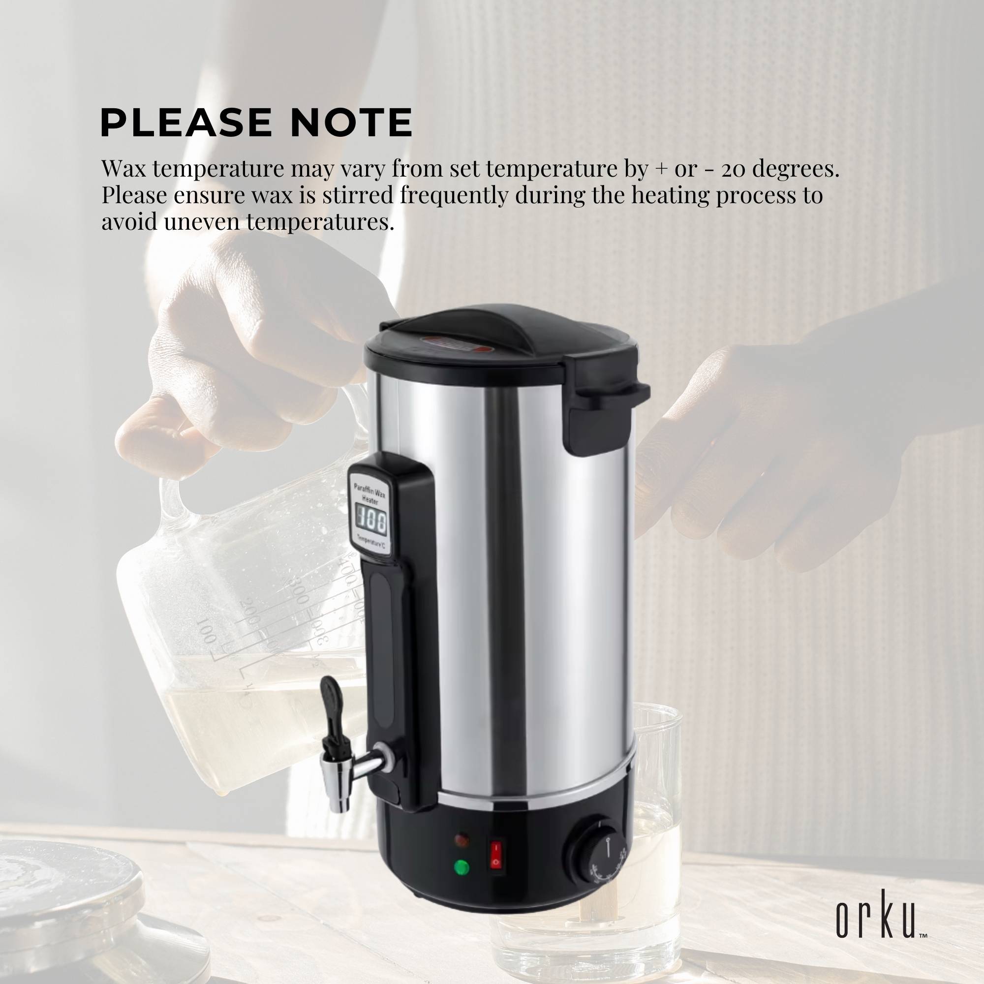 8L Orku Candle Wax Heater With Core Heating Tap - Electric Warmer Melter Pot 8