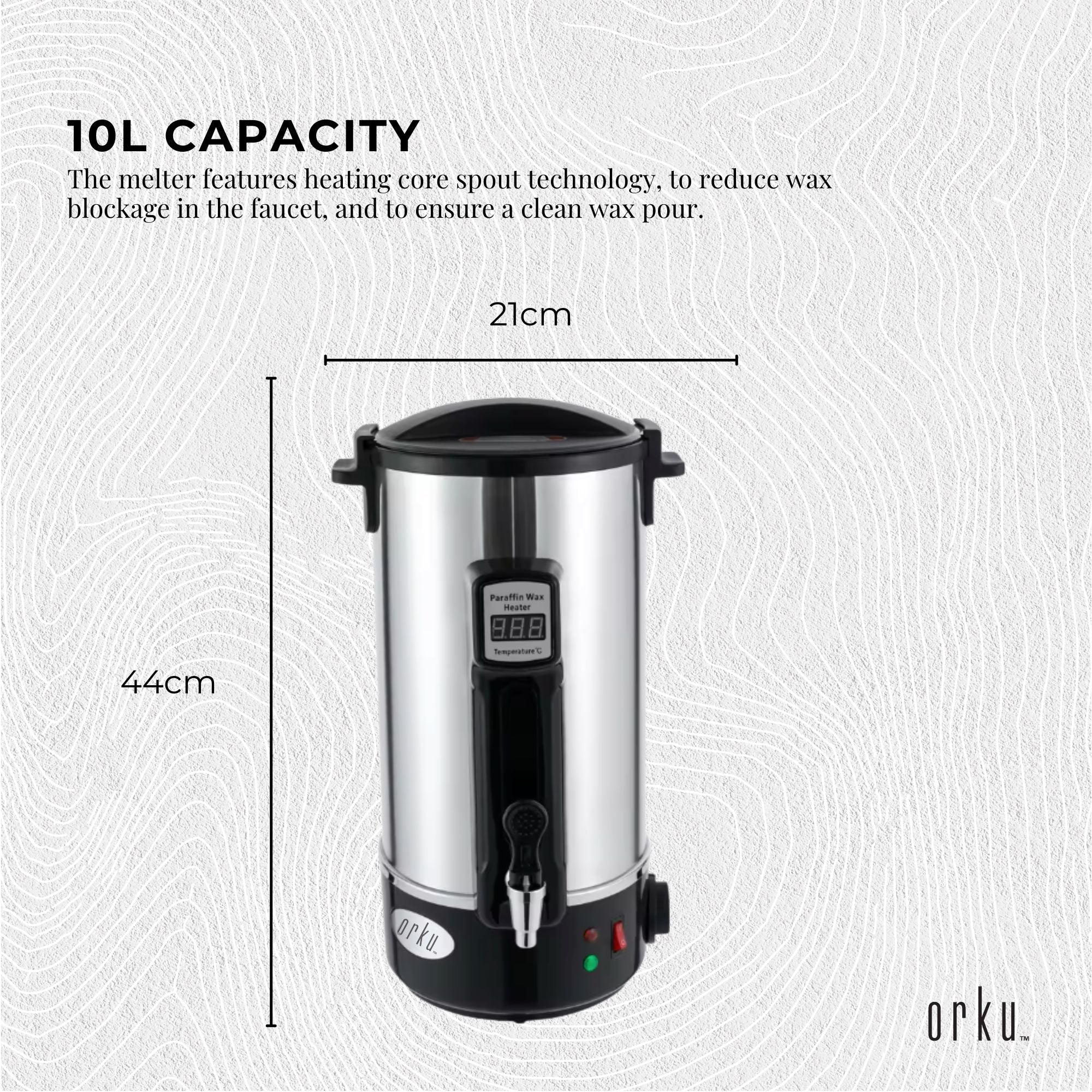 10L Orku Candle Wax Heater With Core Heating Tap - Electric Warmer Melter Pot 3