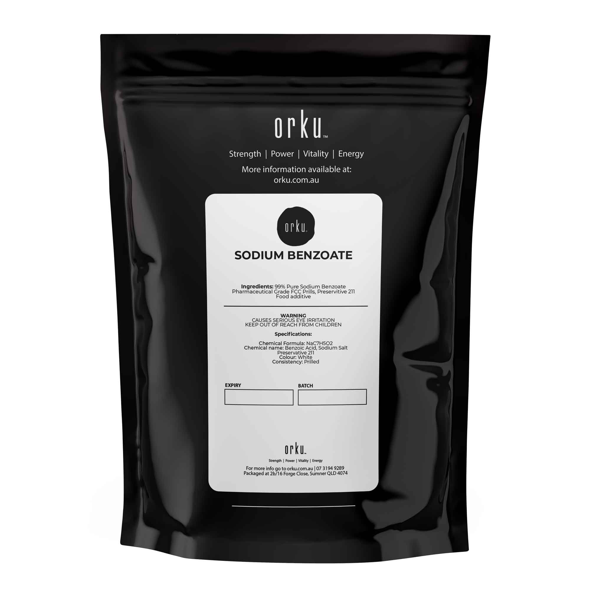 400g Orku Sodium Benzoate USP/FCC Grade Prills – E211 Preservative CAS 532-32-1