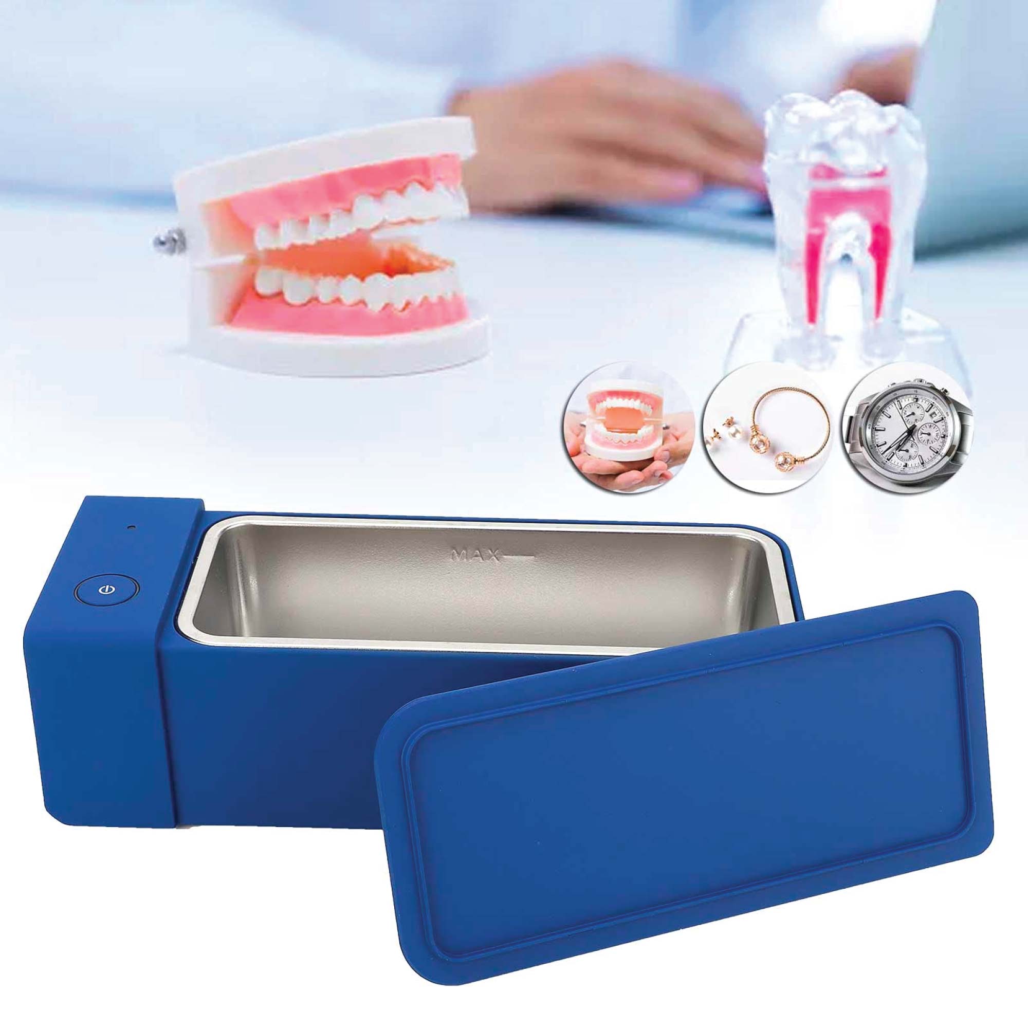 600ml Ultrasonic Jewellery Cleaner Mini Blue - Portable Personal Sonic Bath 4