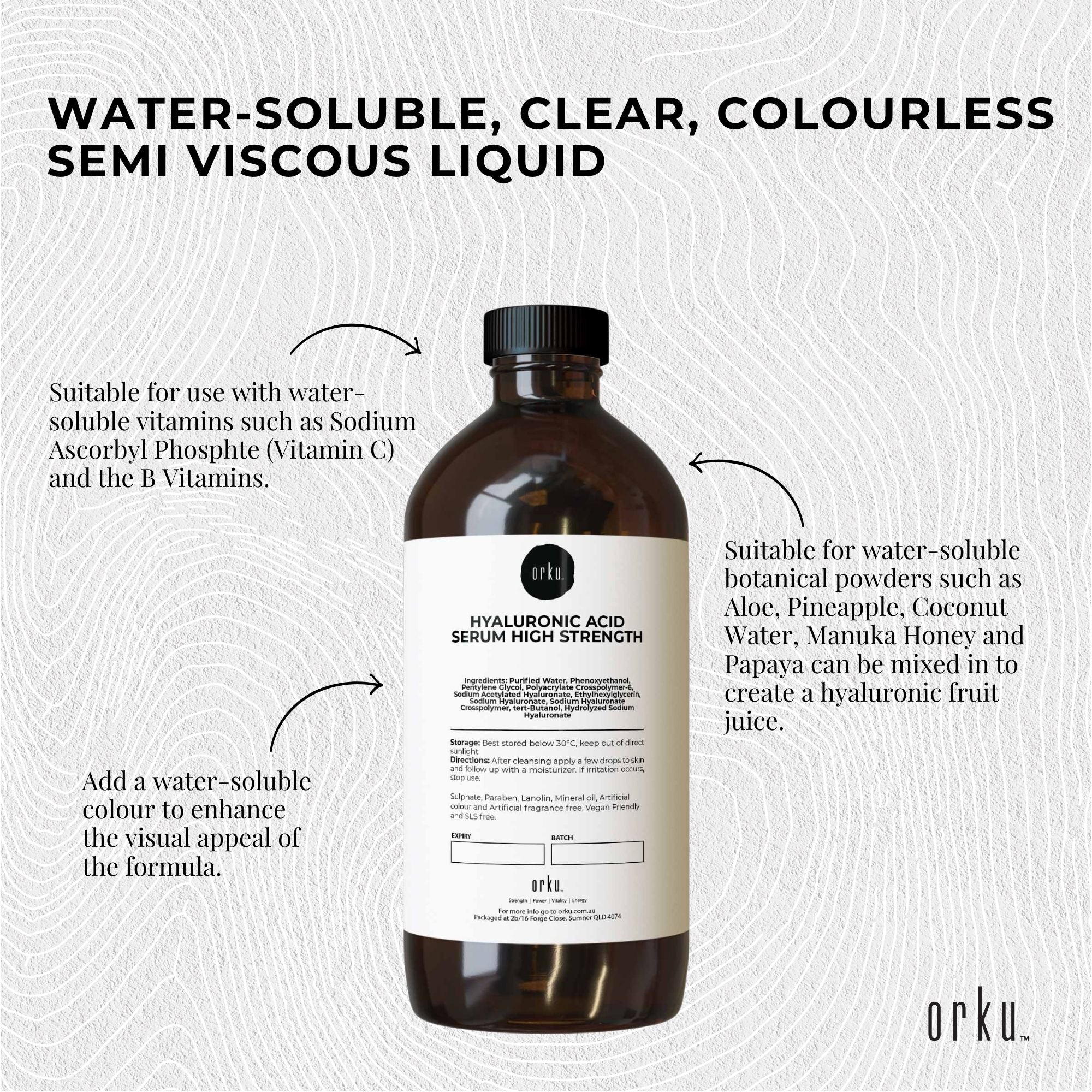 500ml Hyaluronic Acid Serum - High Strength Bulk Cosmetic Face Skin Care 5