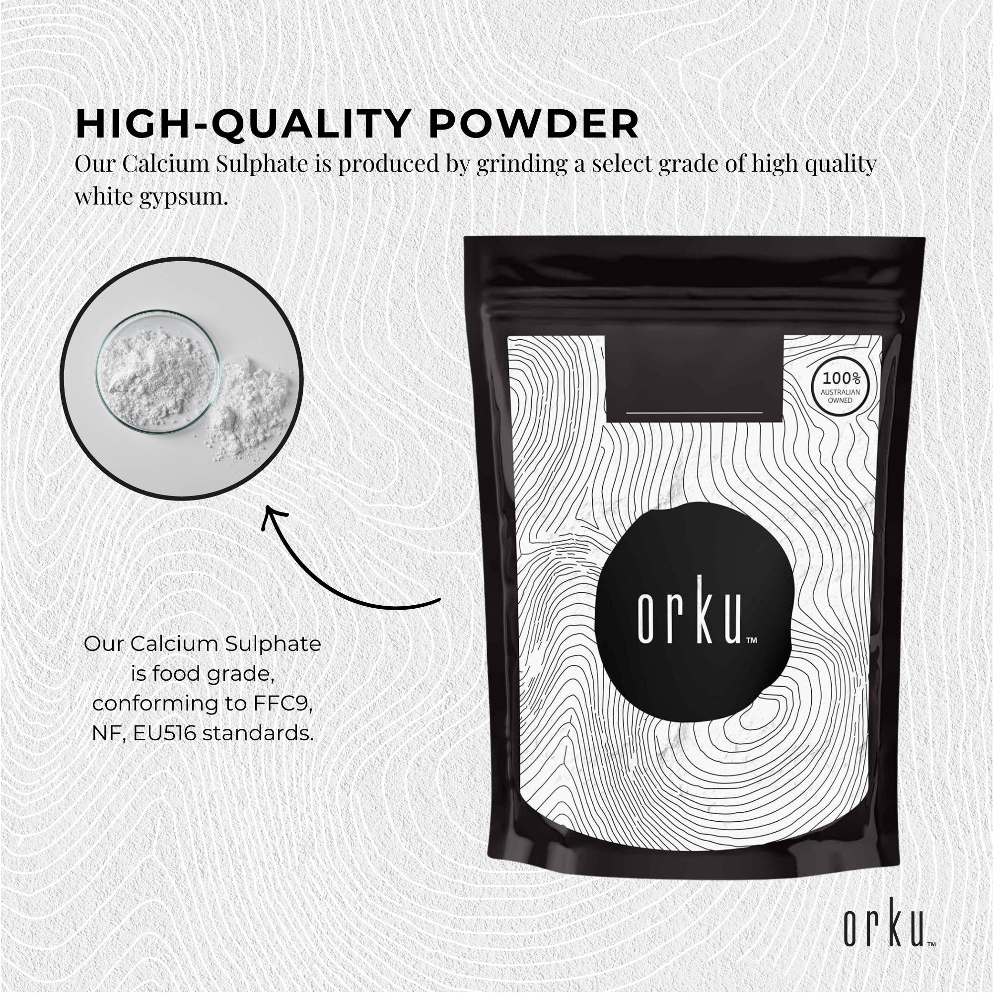2Kg Calcium Sulphate Gypsum Powder -  Food Grade Hydrous Sulfate 5