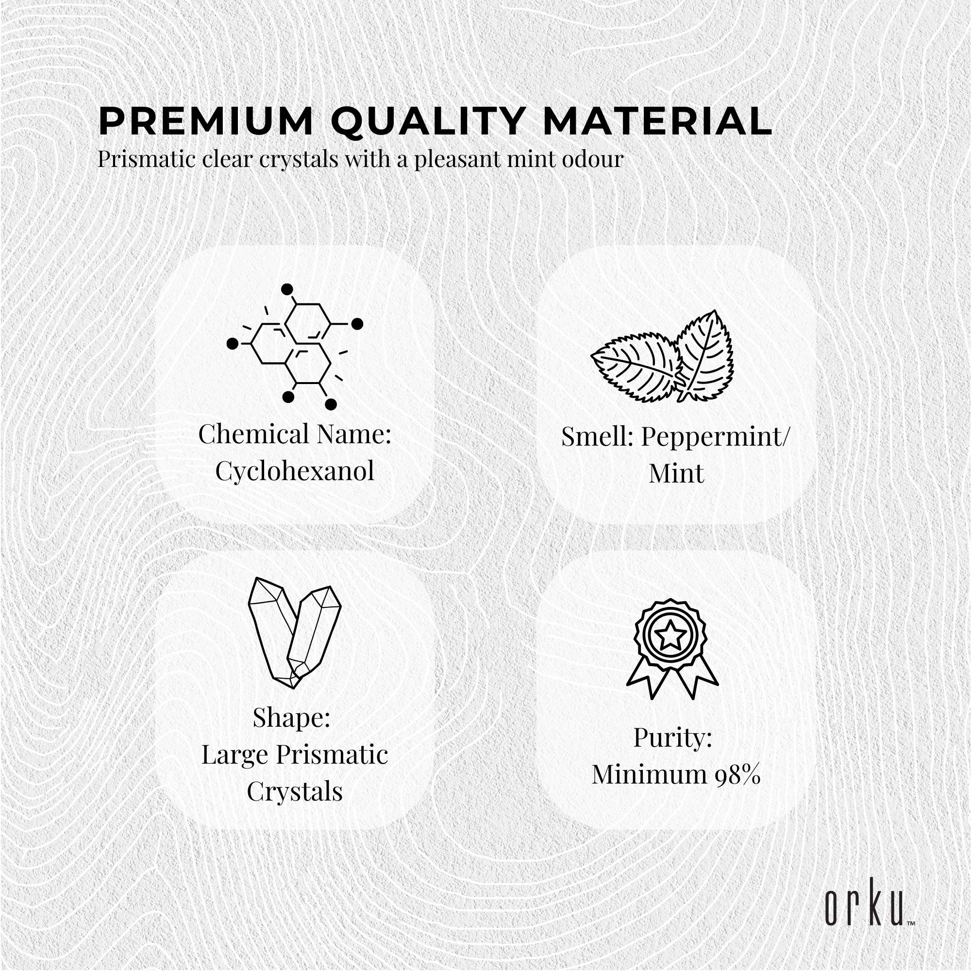 Orku 25g Menthol Crystals - USP Grade L-Menthol Mint Flakes C10H200 7