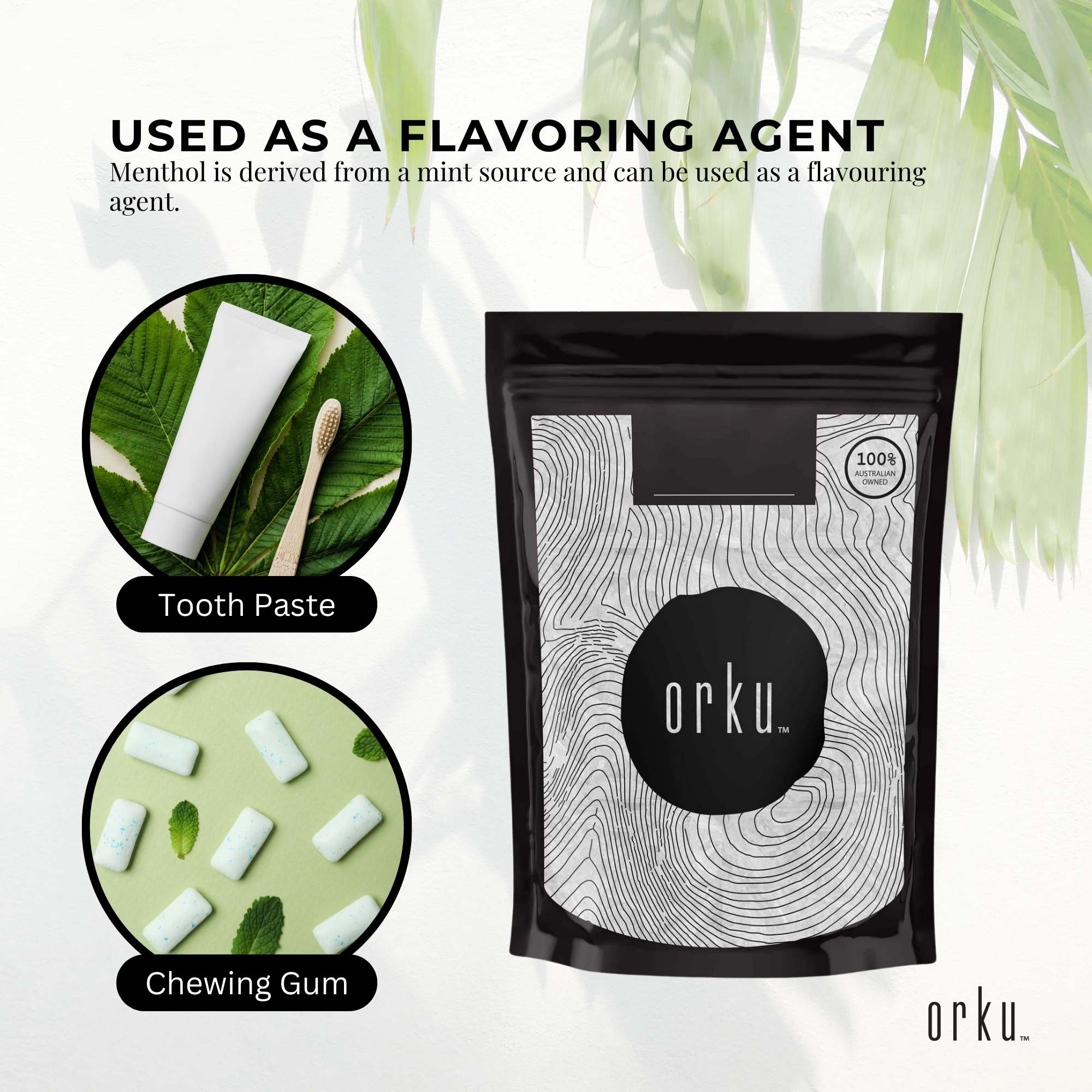 Orku 400g Menthol Crystals - USP Grade L-Menthol Mint Flakes C10H200 4