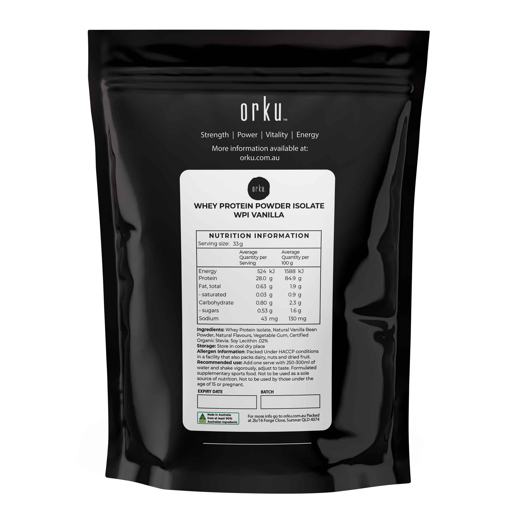 Orku 1Kg Whey Protein Isolate Powder – Vanilla WPI | Sports Food