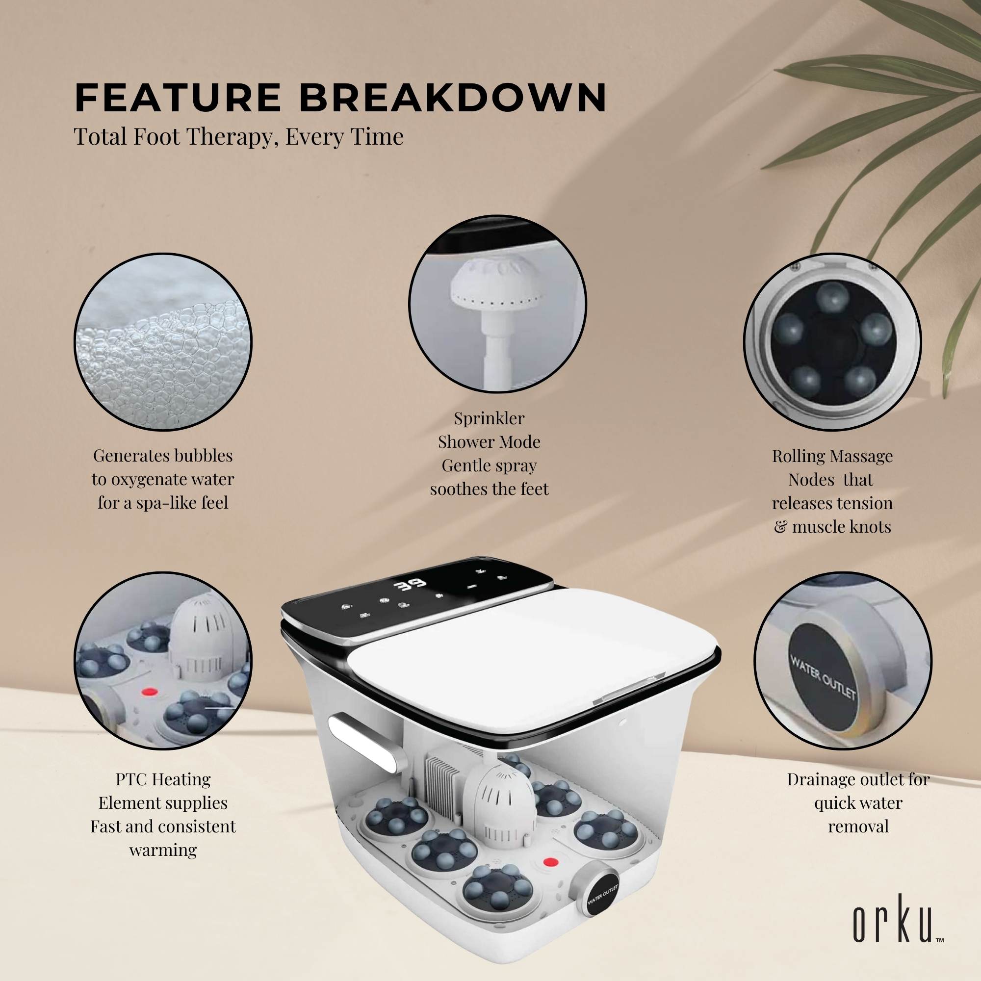 Foot Spa Automatic Water Heating Massager - Electric Pedicure Bath 8