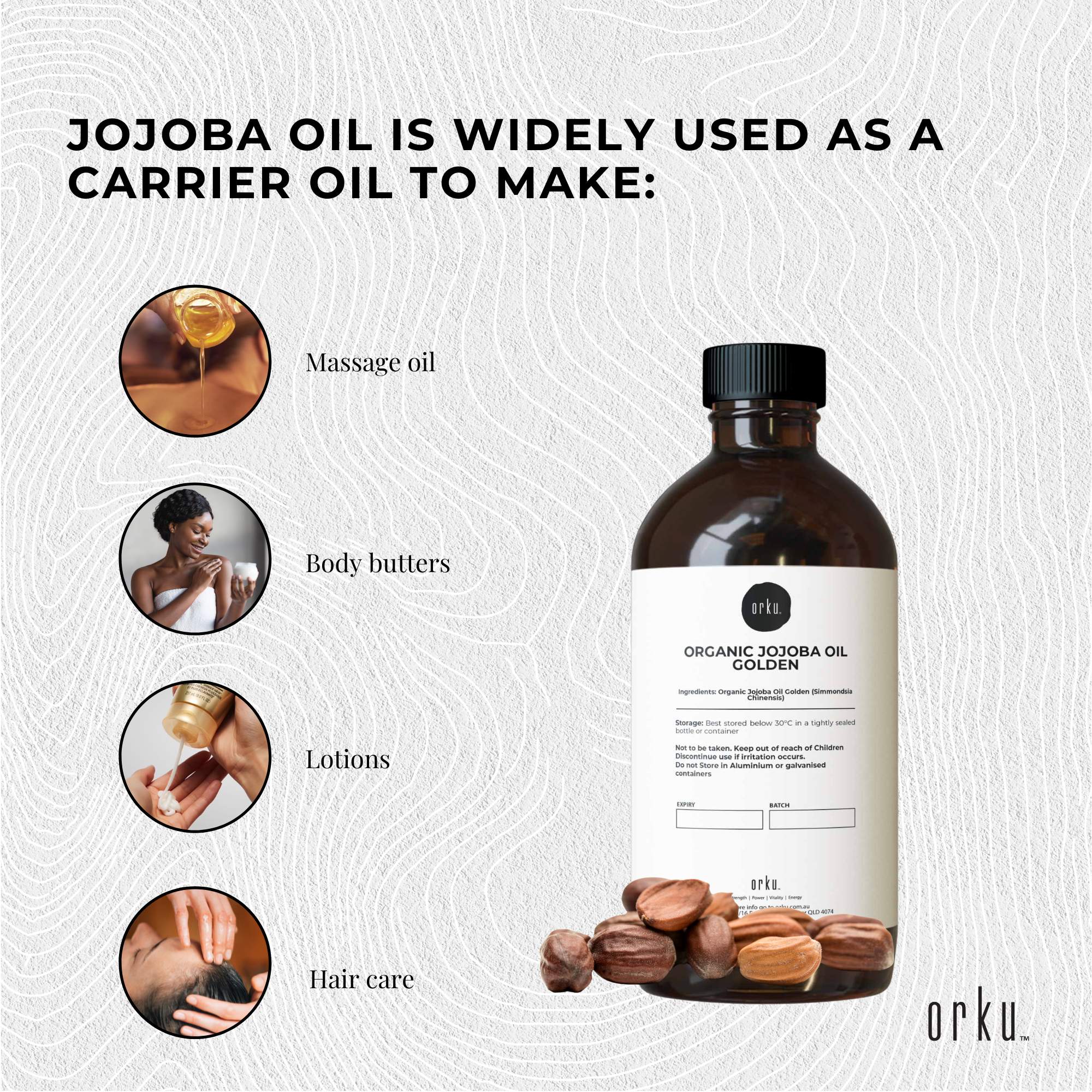 500ml Organic Jojoba Oil - Golden Pure Cold Pressed Seed For Hair Skin Nails 3