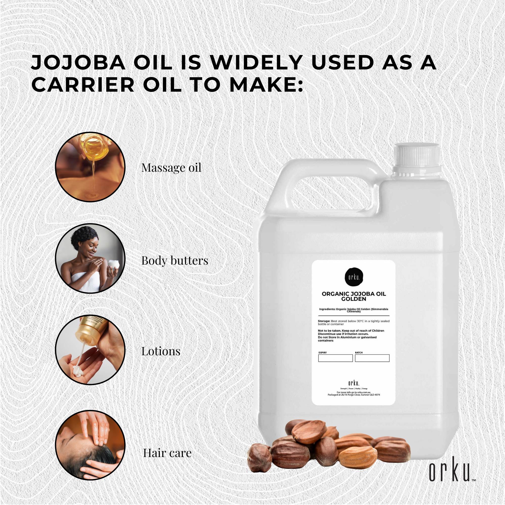 5L Organic Jojoba Oil - Golden Pure Cold Pressed Seed For Hair Skin Nails 3
