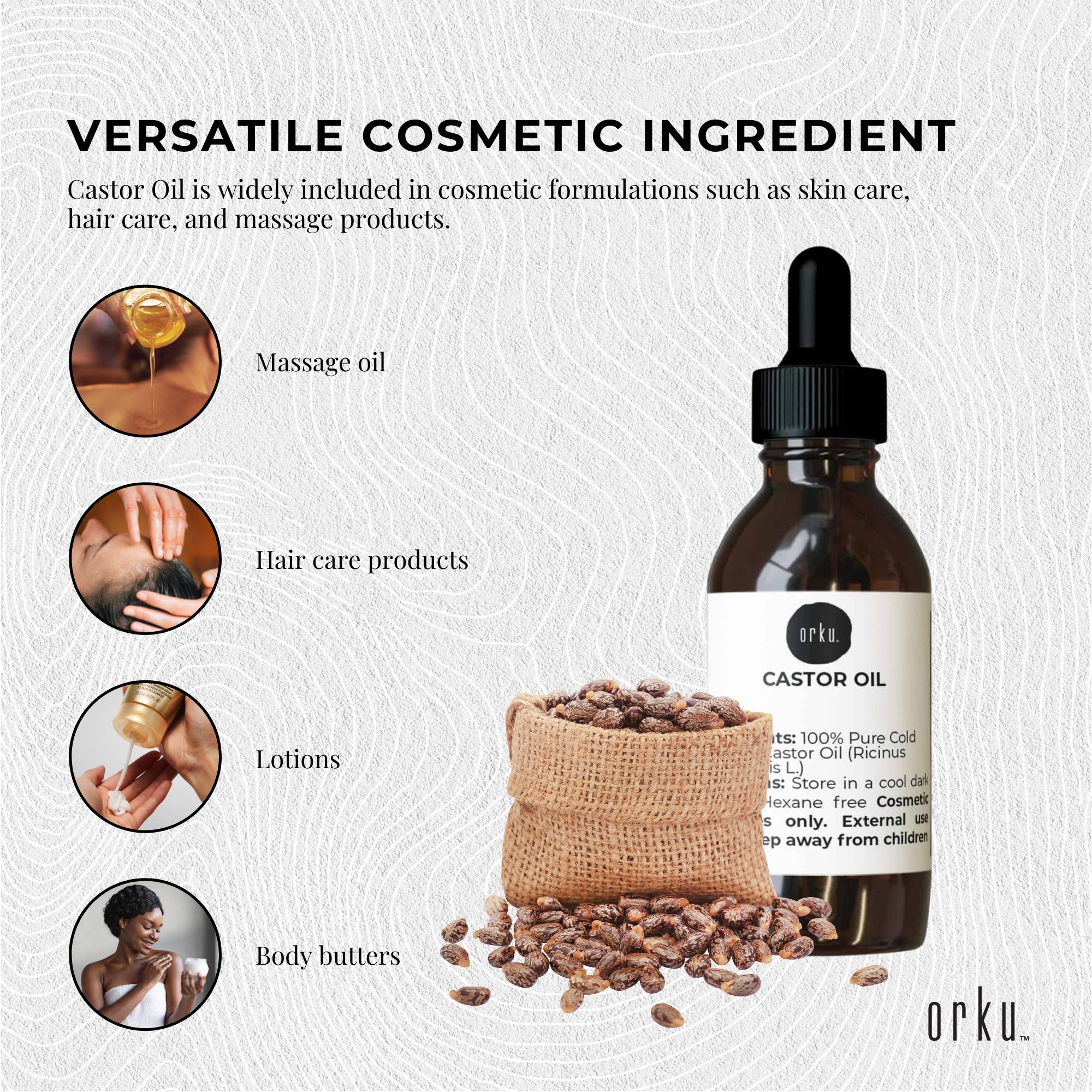 Orku 25ml Castor Oil + Dropper - Hexane Free Cold Pressed Virgin 3