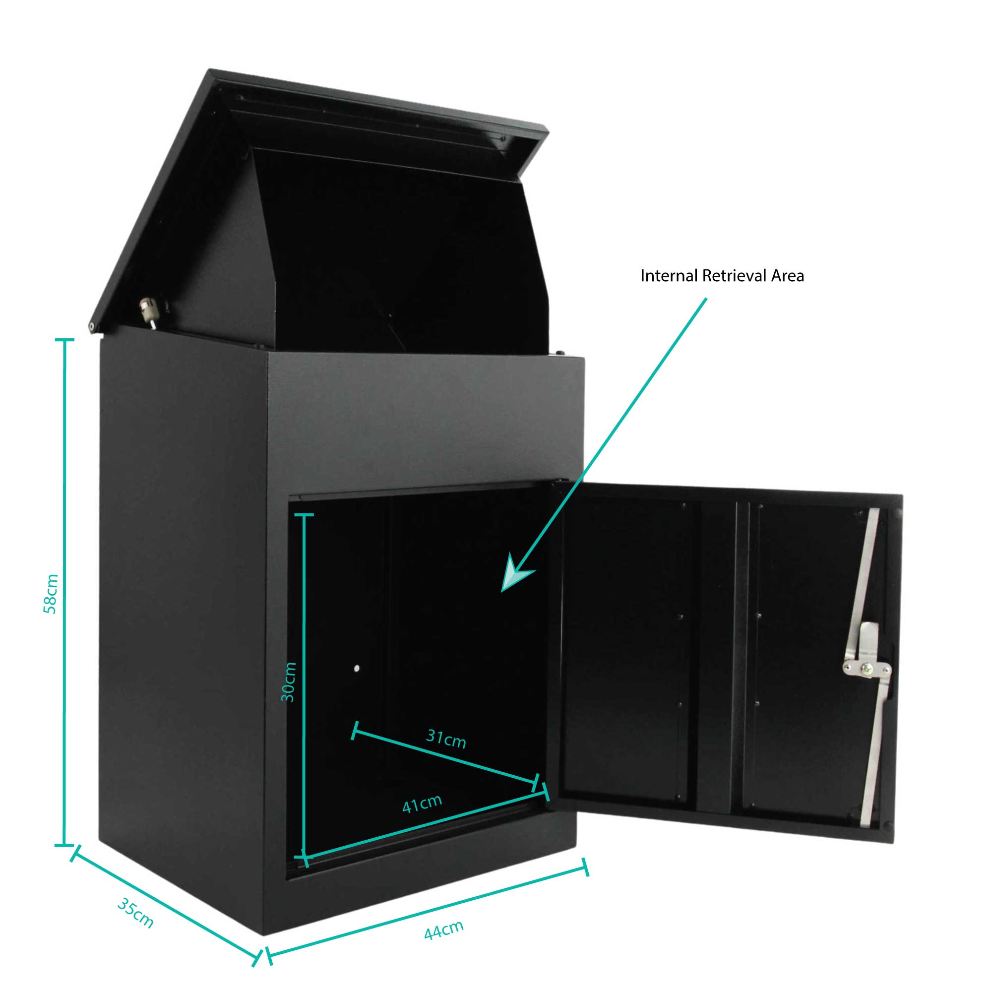 Parcel Delivery Drop Box Mailbox - Secure Home Package Post Locker 44x35x58cm 4