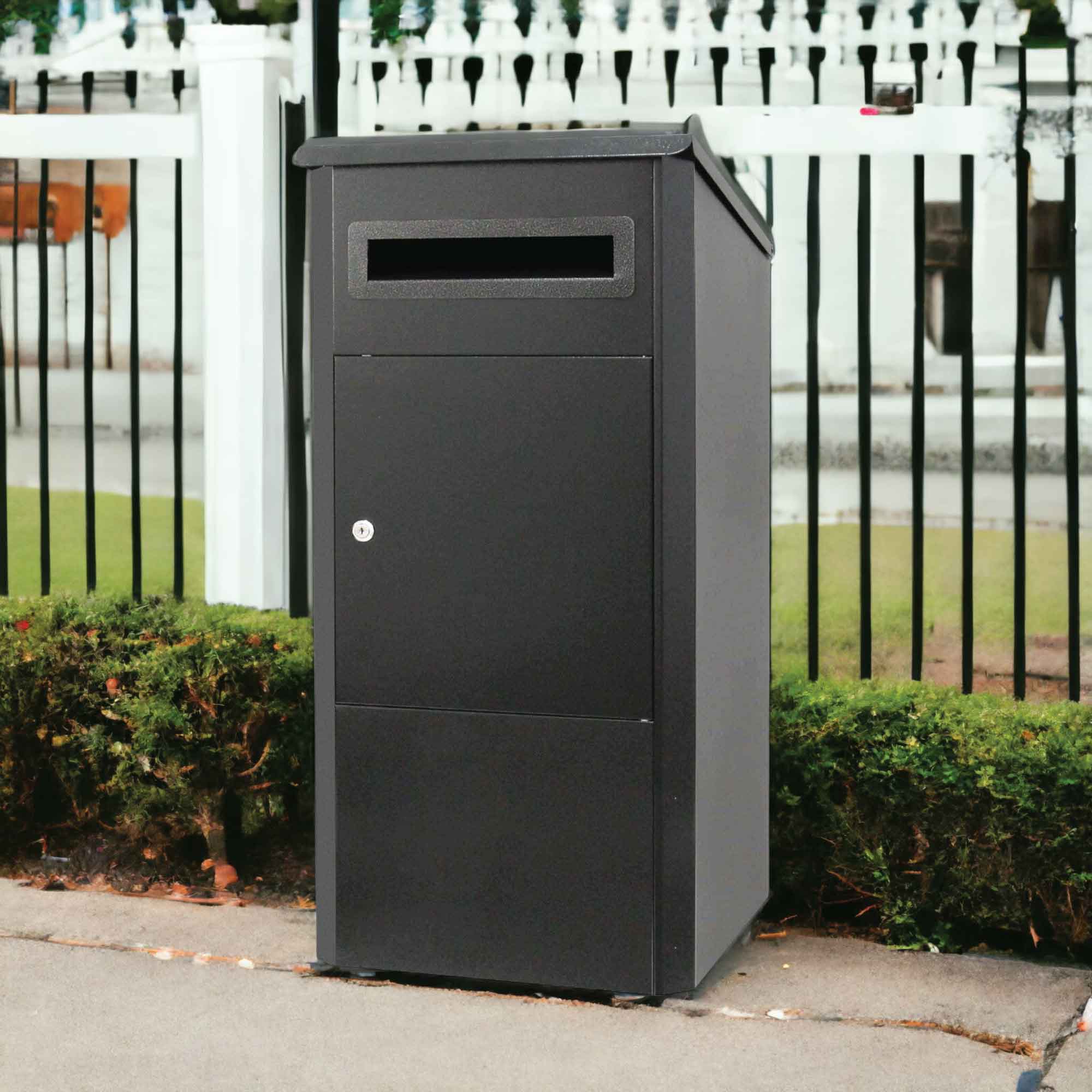 Parcel Delivery Drop Box Mailbox - Secure Home Package Locker 38x38x90cm Black 7