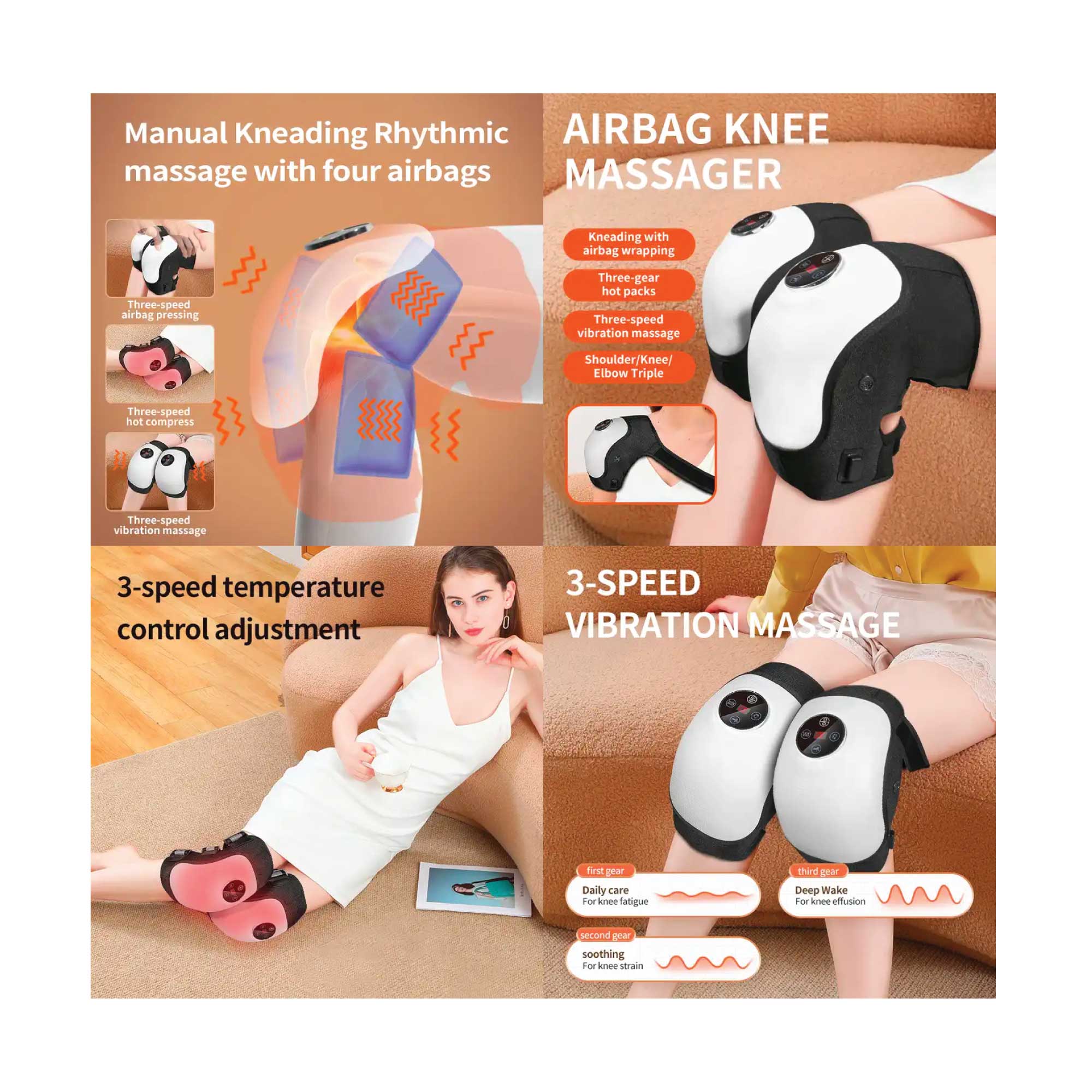 Electric Knee Massager - Rechargeable Air Compression Heat Vibration Machine 5