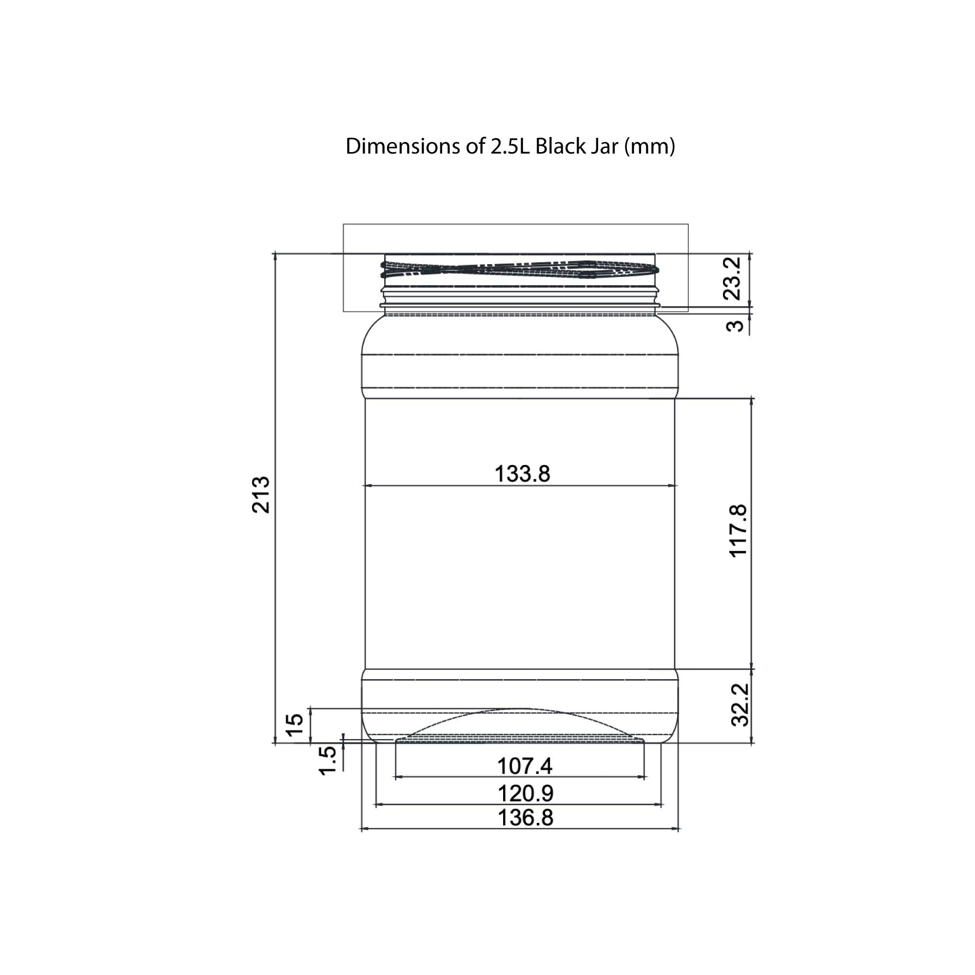 10x 2.5L Wide Mouth Plastic Jars and Lids Black - Empty Protein and Powder Tubs 5