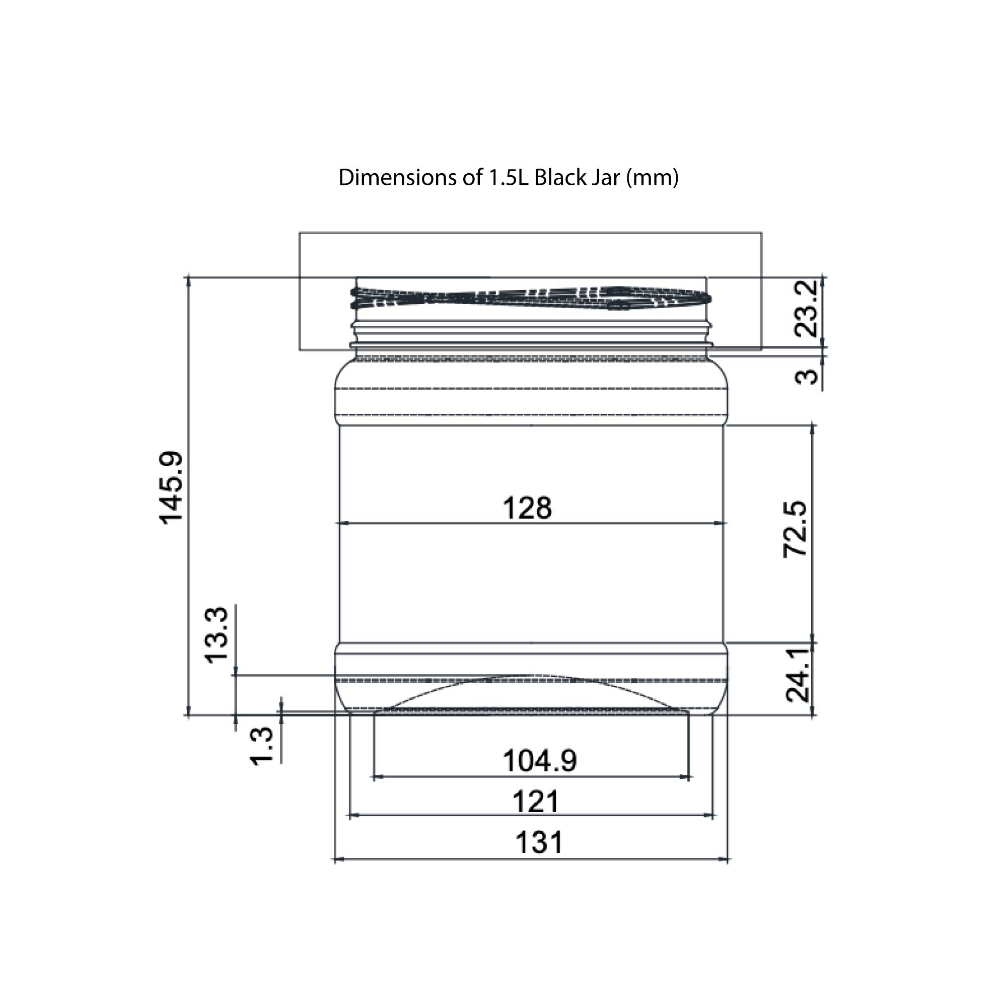 10x 1.5L Wide Mouth Plastic Jars and Lids Black - Empty Protein and Powder Tubs 5