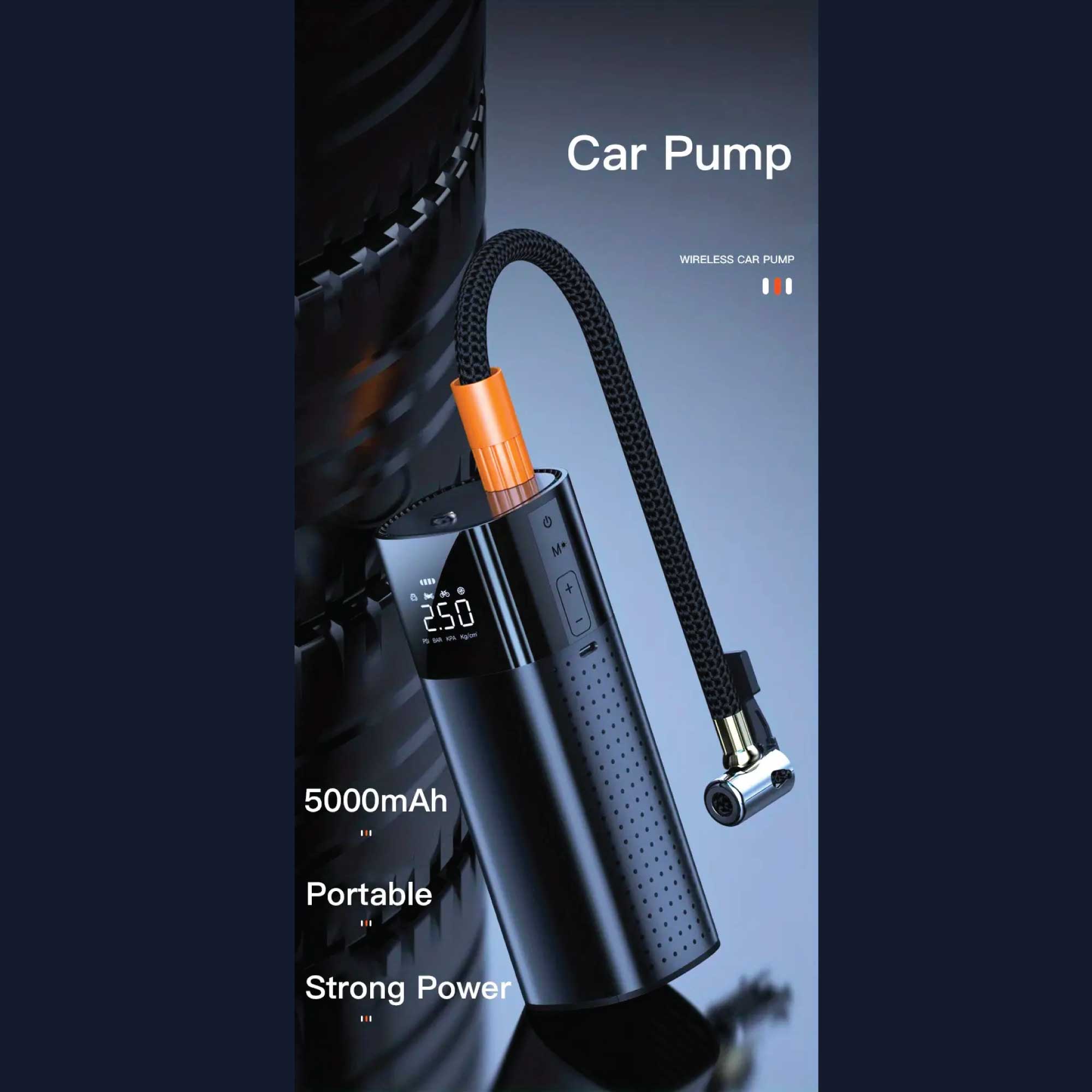 Portable Tyre Inflator - Rechargeable Car Bike Tire Air Pump Compressor 15