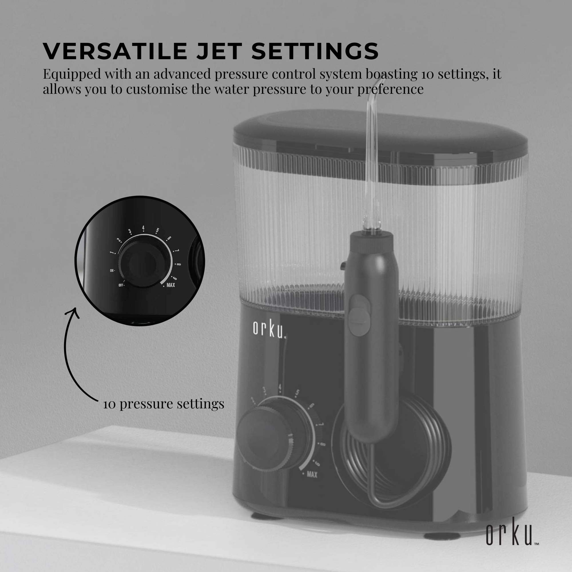 Water Jet Dental Flosser 600ml Black - Electric Oral Pressure Tooth Irrigator 7