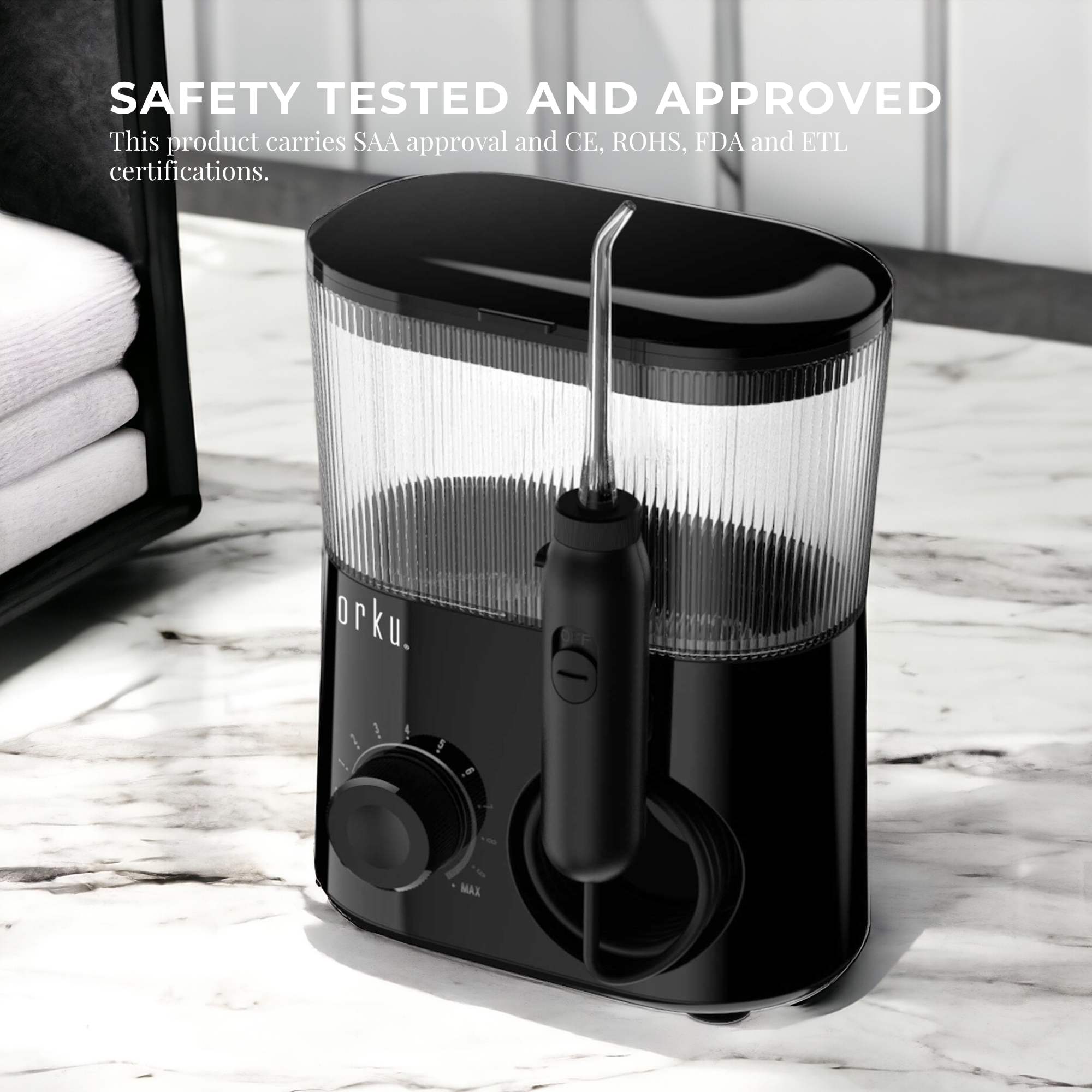 Water Jet Dental Flosser 600ml Black - Electric Oral Pressure Tooth Irrigator 8