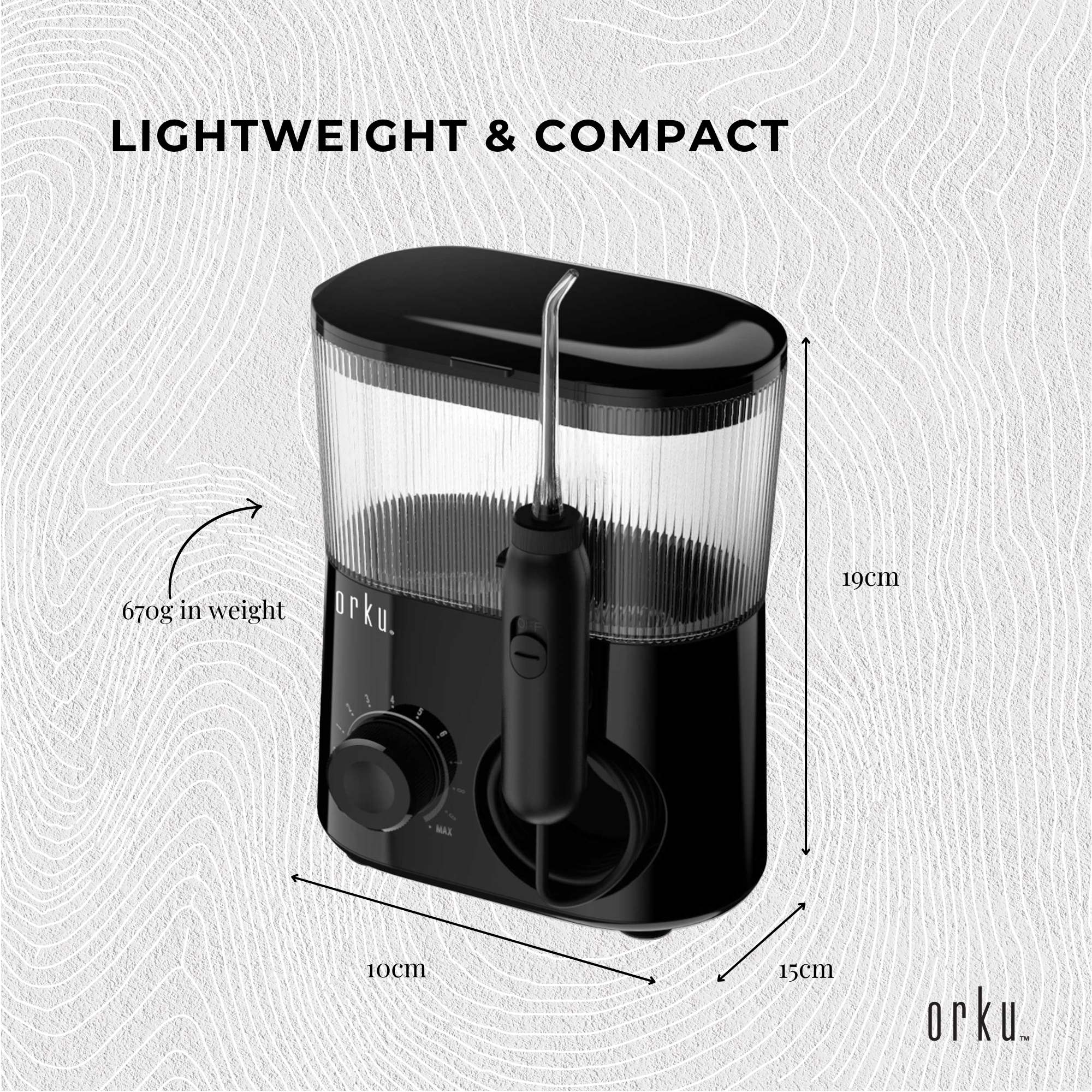 Water Jet Dental Flosser 600ml Black - Electric Oral Pressure Tooth Irrigator 9