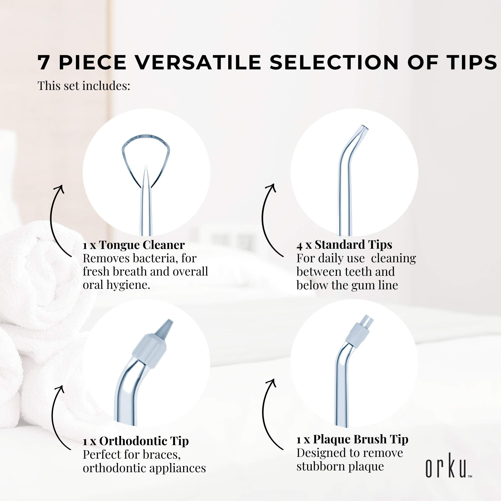 7 Dental Tips Replacement Nozzles for Jet Water Flosser M02 4