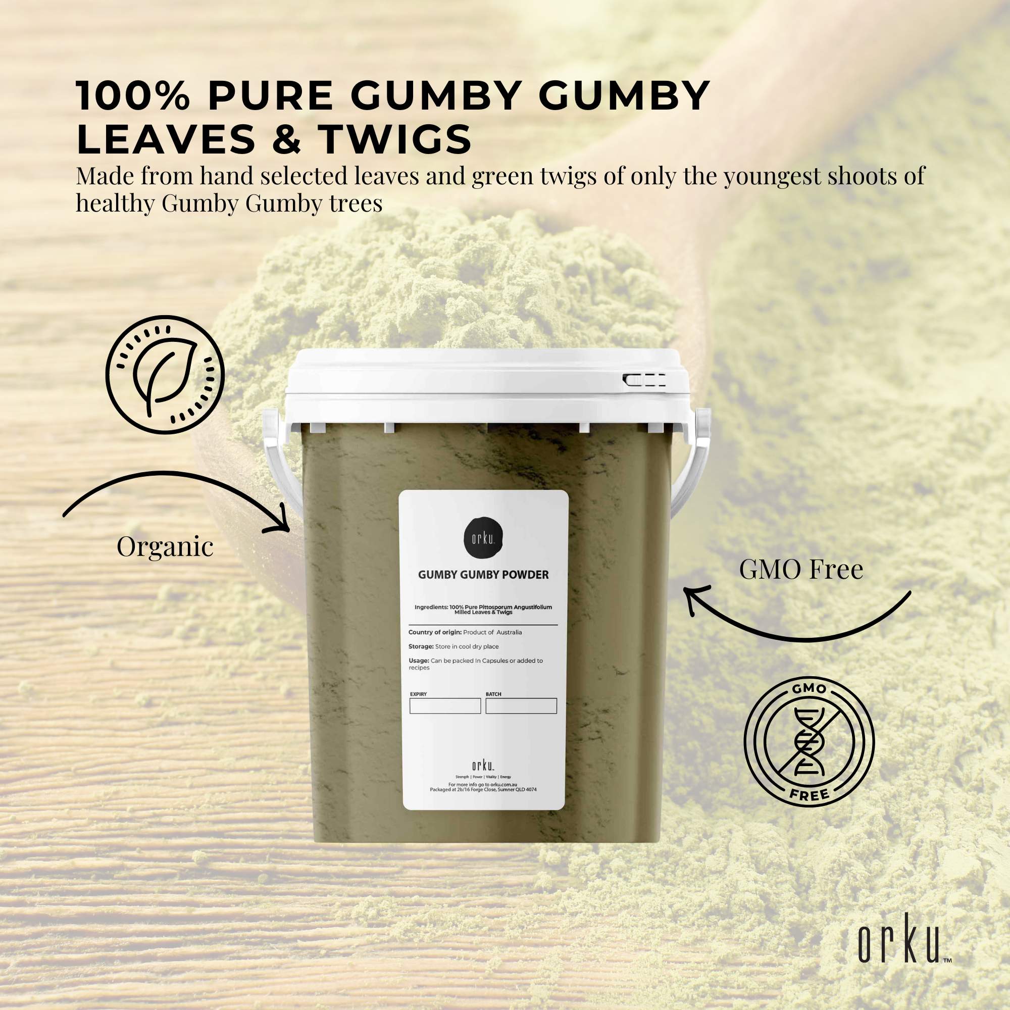 600g Gumby Gumby Pure Powder Tub Gumbi Aboriginal Plant Pittosporum Angustifolum 4