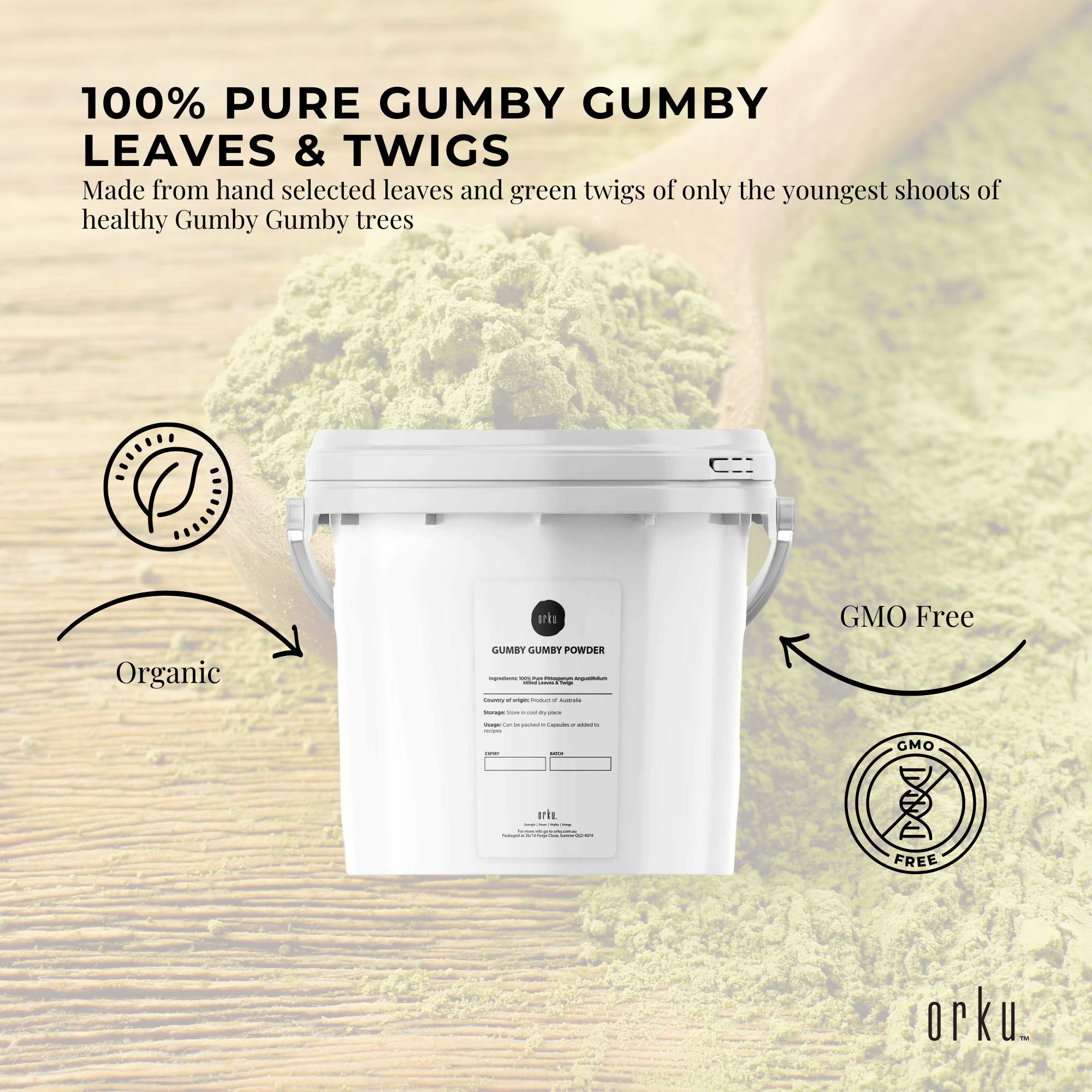 3Kg Gumby Gumby Pure Powder Tub Gumbi Aboriginal Plant Pittosporum Angustifolum 4
