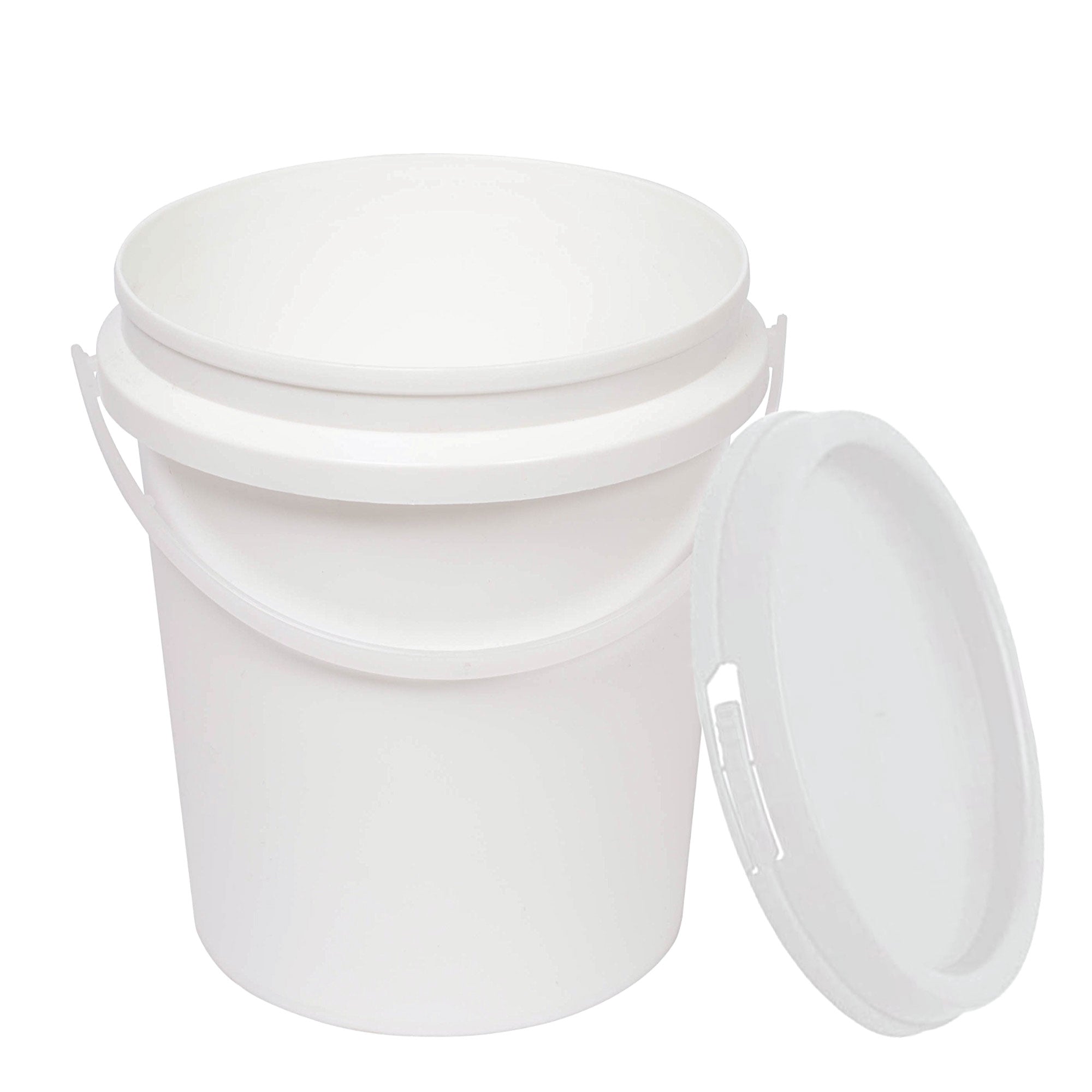 10x 1.2L Plastic Buckets + Lids - Food Grade Empty White Tub With Handle 3
