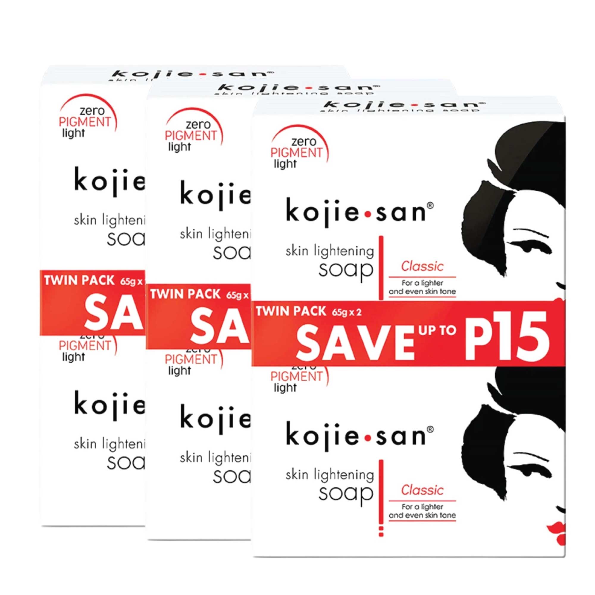 3x 65g Kojie San Soap - Original Kojic Acid Bars