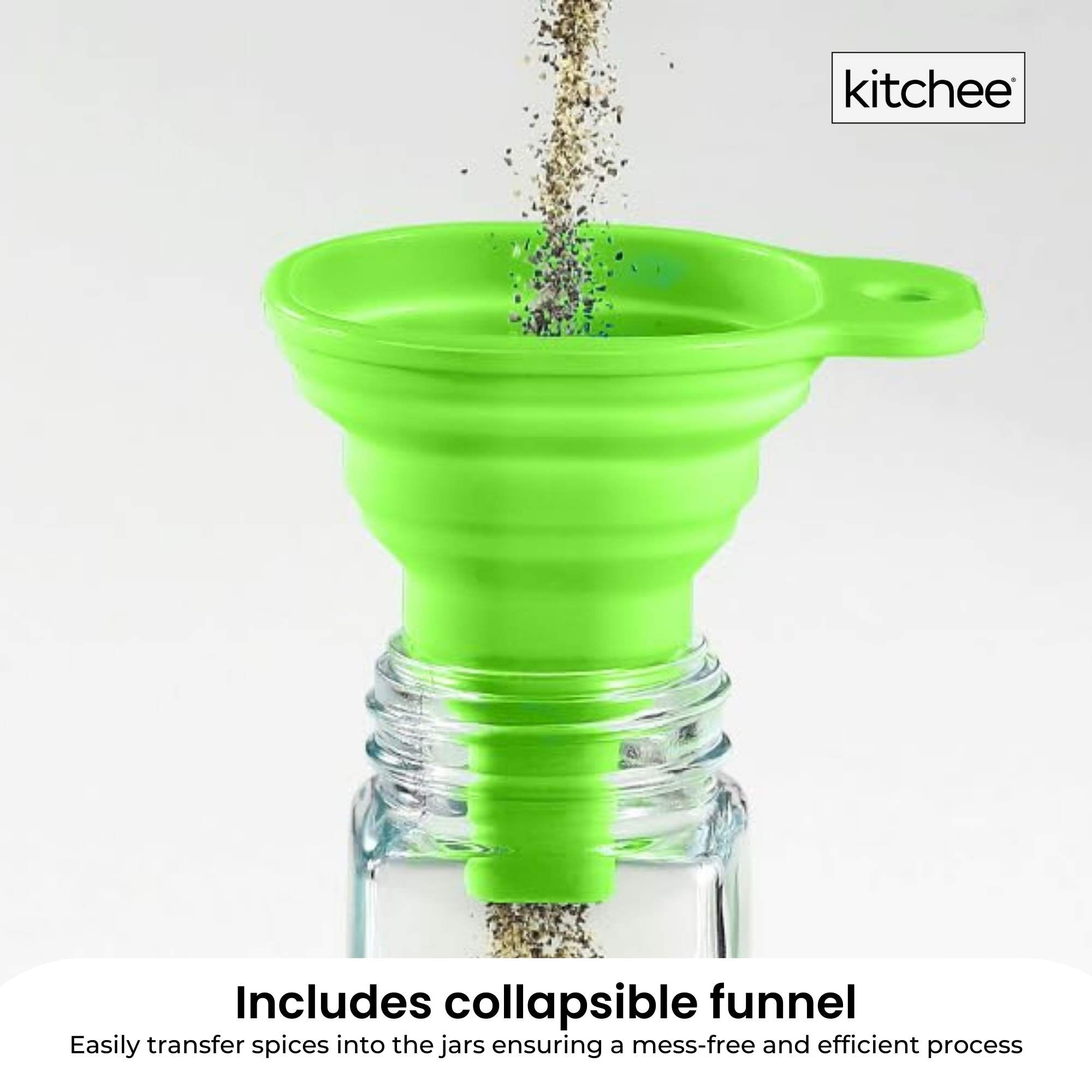 4 Tier Metal Spice Rack + 28 Glass Jars - Kitchen Pantry Herb Storage Organiser 5