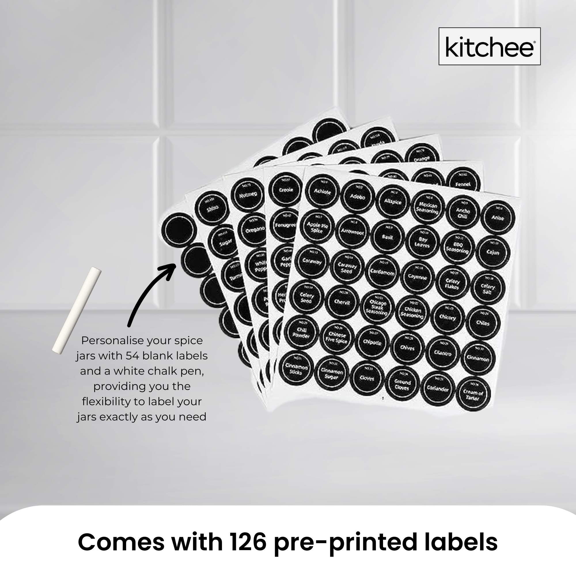 4 Tier Metal Spice Rack + 28 Glass Jars - Kitchen Pantry Herb Storage Organiser 8