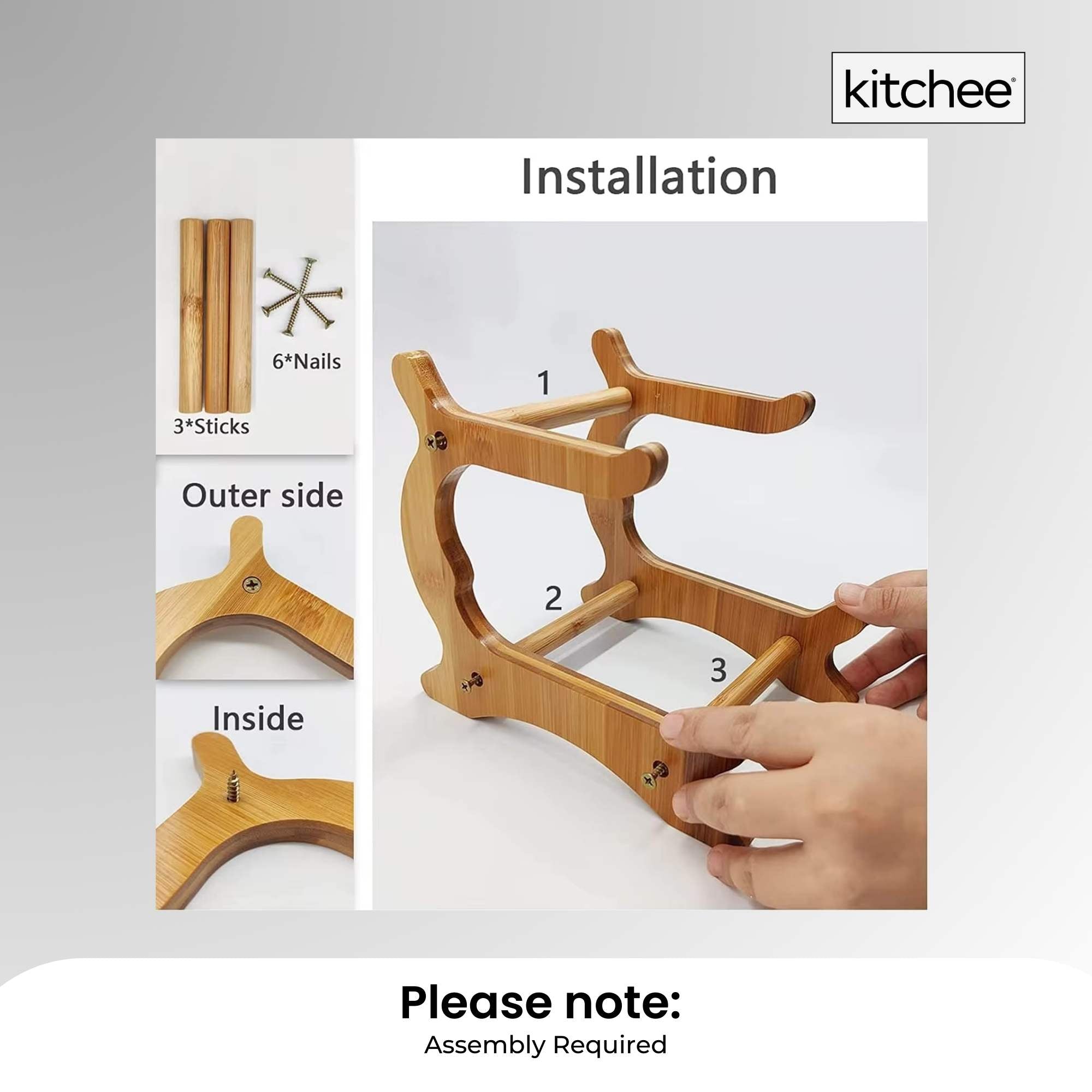 2 Tier Porcelain Fruit Bowl - Ceramic Vegetable Storage With Bamboo Stand 6