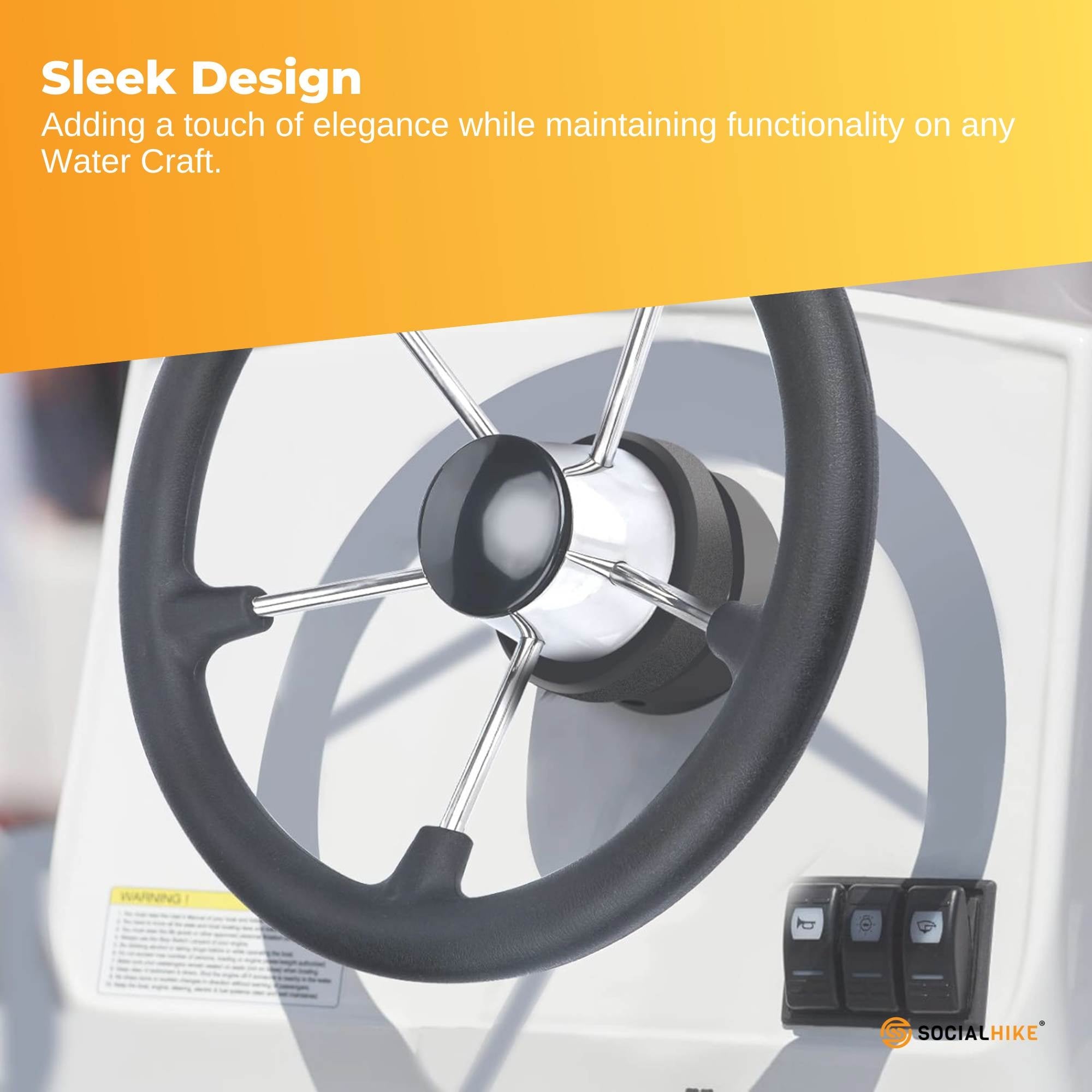 13.5" Boat Steering Wheel With Grip Cover - Stainless Steel 3/4" 5 Spoke With Knob 7