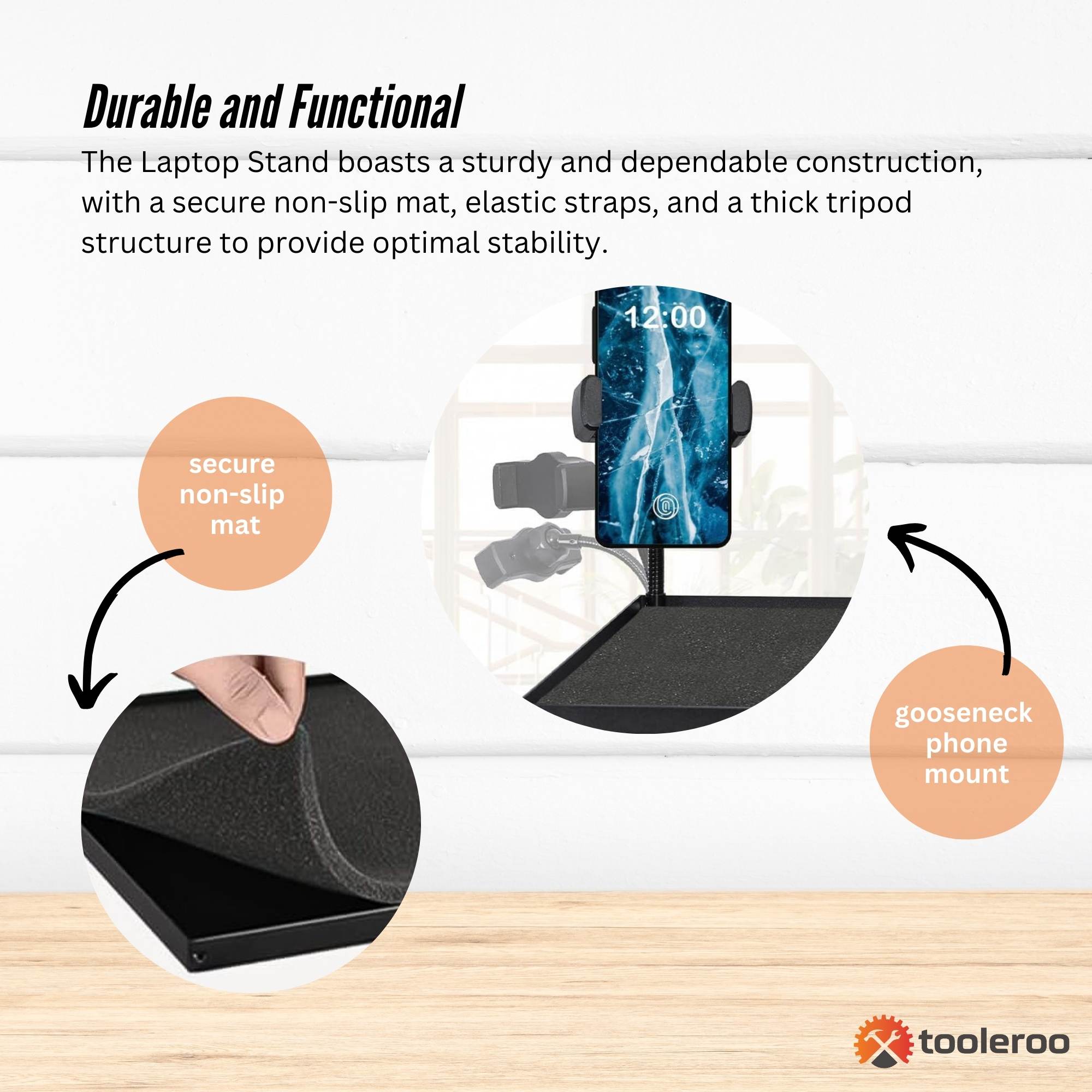 Laptop Stand Tripod - Adjustable Height Projector Holder With Phone Mount 5