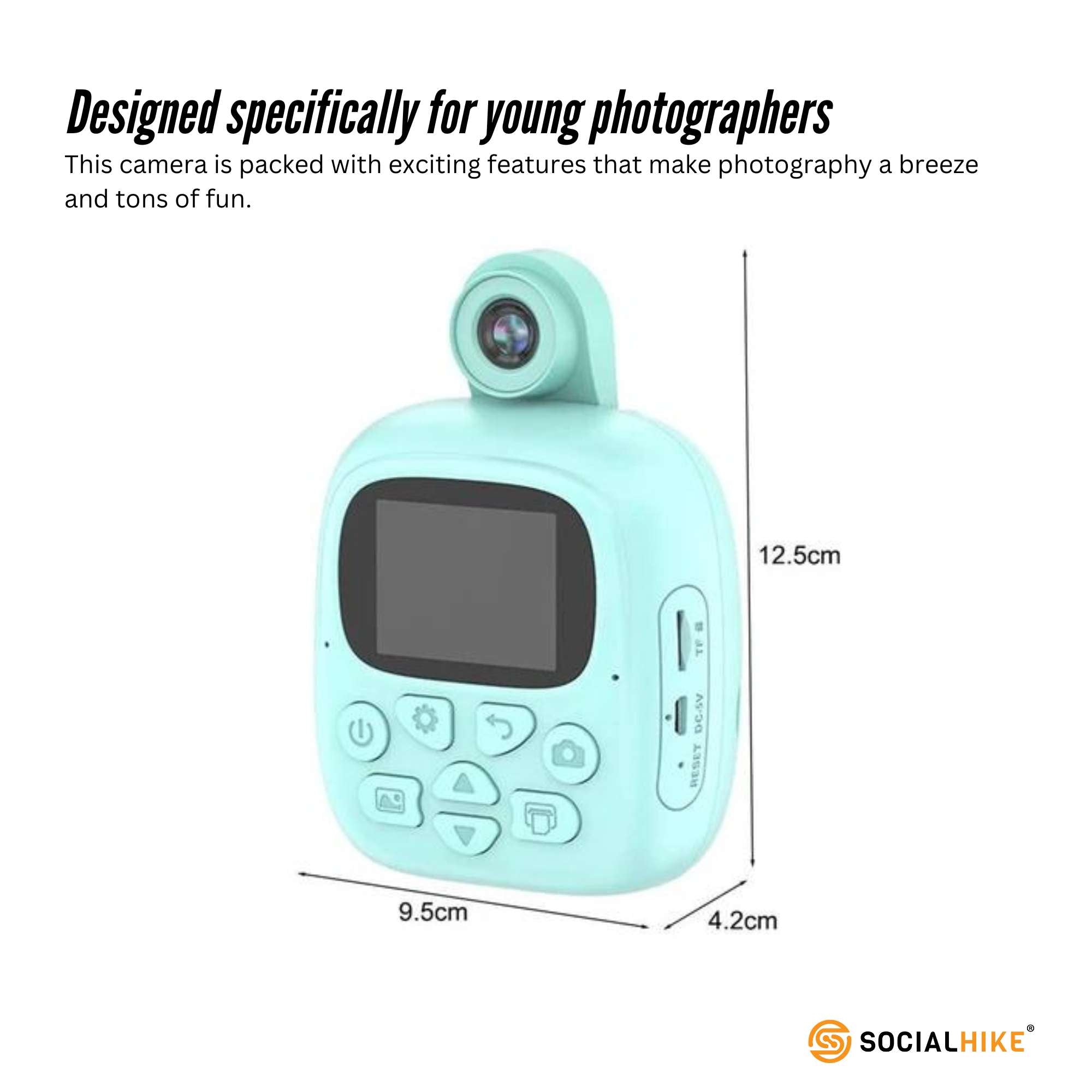 Kids Rechargeable Instant Print Camera Blue - Digital Thermal Photo Video MP3 3