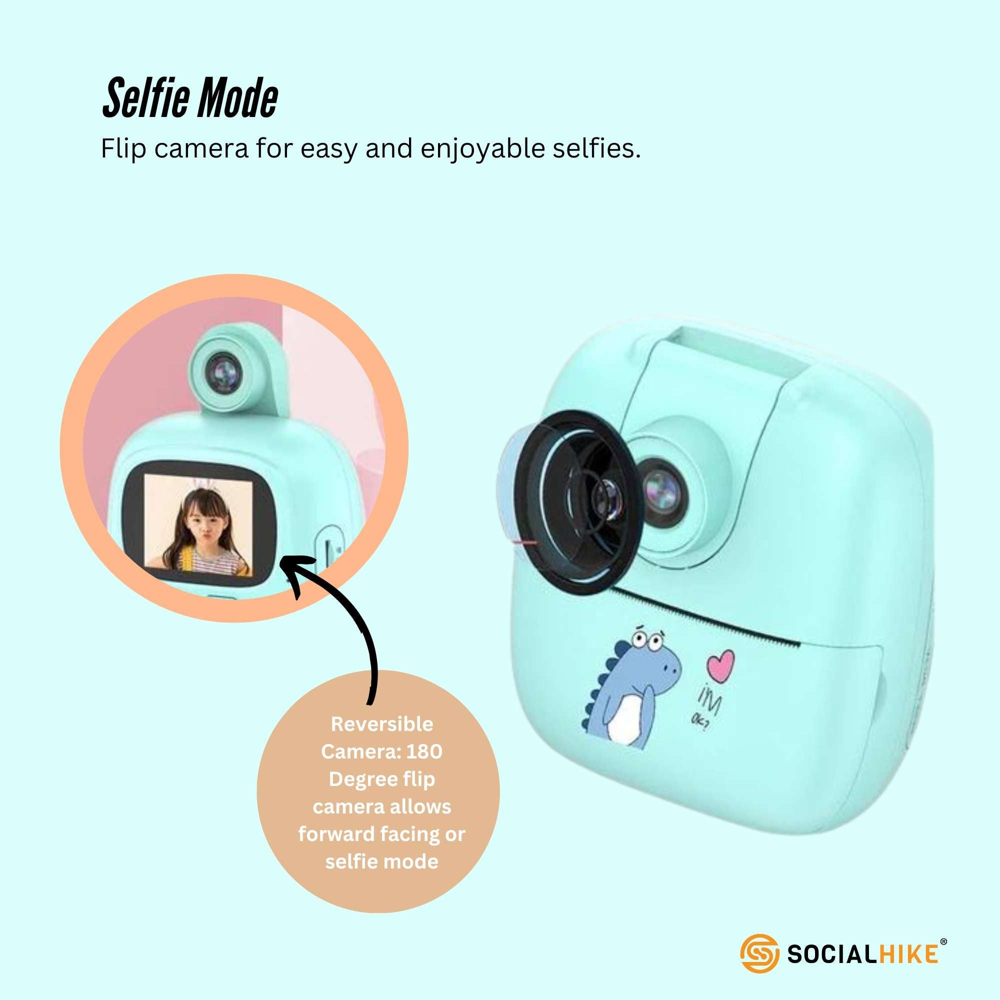 Kids Rechargeable Instant Print Camera Blue - Digital Thermal Photo Video MP3 7