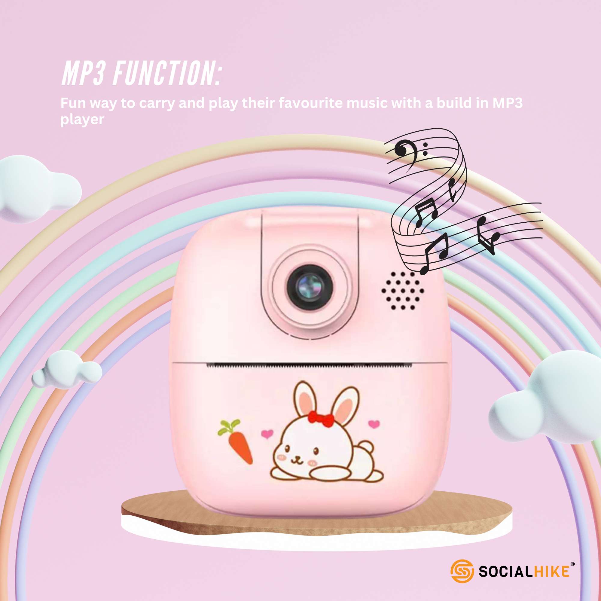 Kids Rechargeable Instant Print Camera Pink - Digital Thermal Photo Video MP3 6