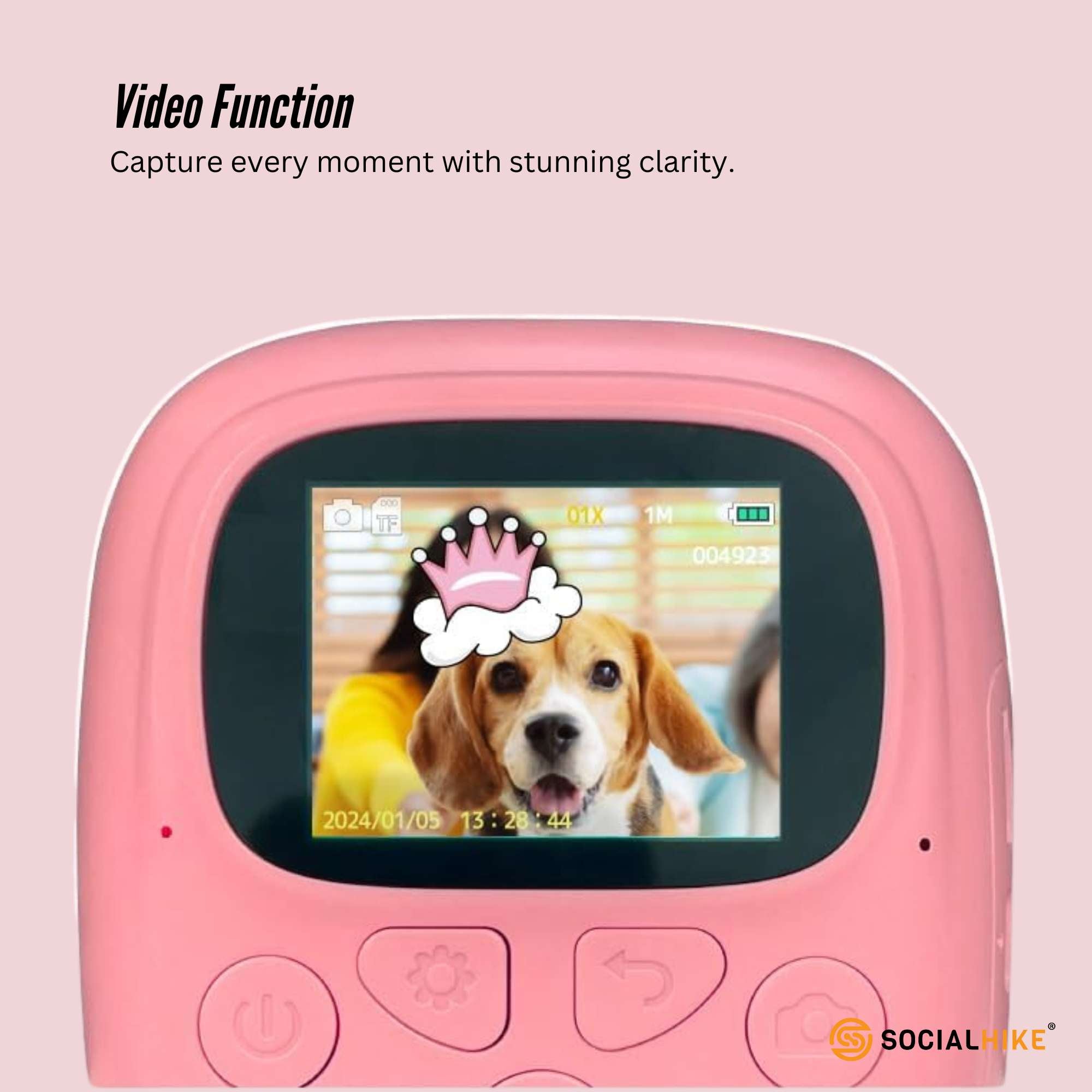 Kids Rechargeable Instant Print Camera Pink - Digital Thermal Photo Video MP3 8