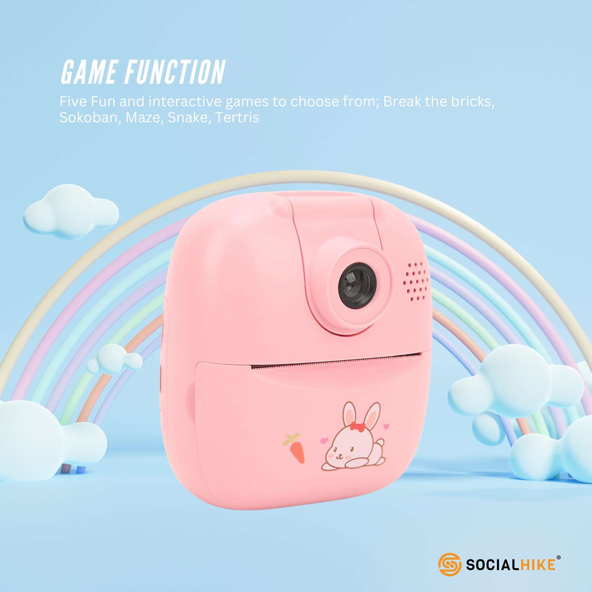 Kids Rechargeable Instant Print Camera Pink - Digital Thermal Photo Video MP3 9