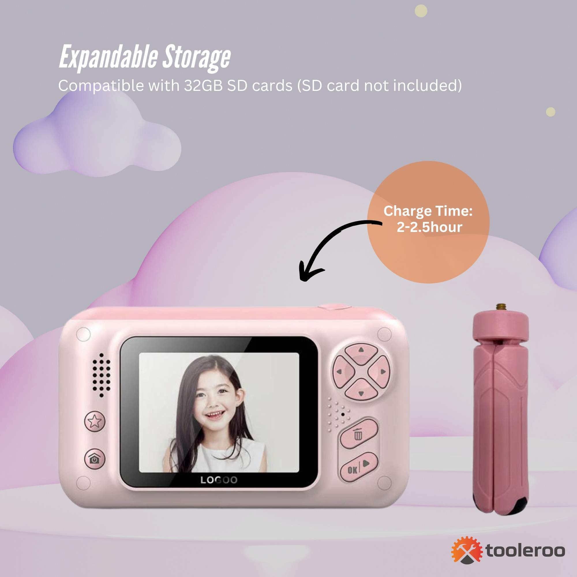 Kids HD Digital Camera Pink - Children's Selfie Photo Video 2.4 Inch Screen 4