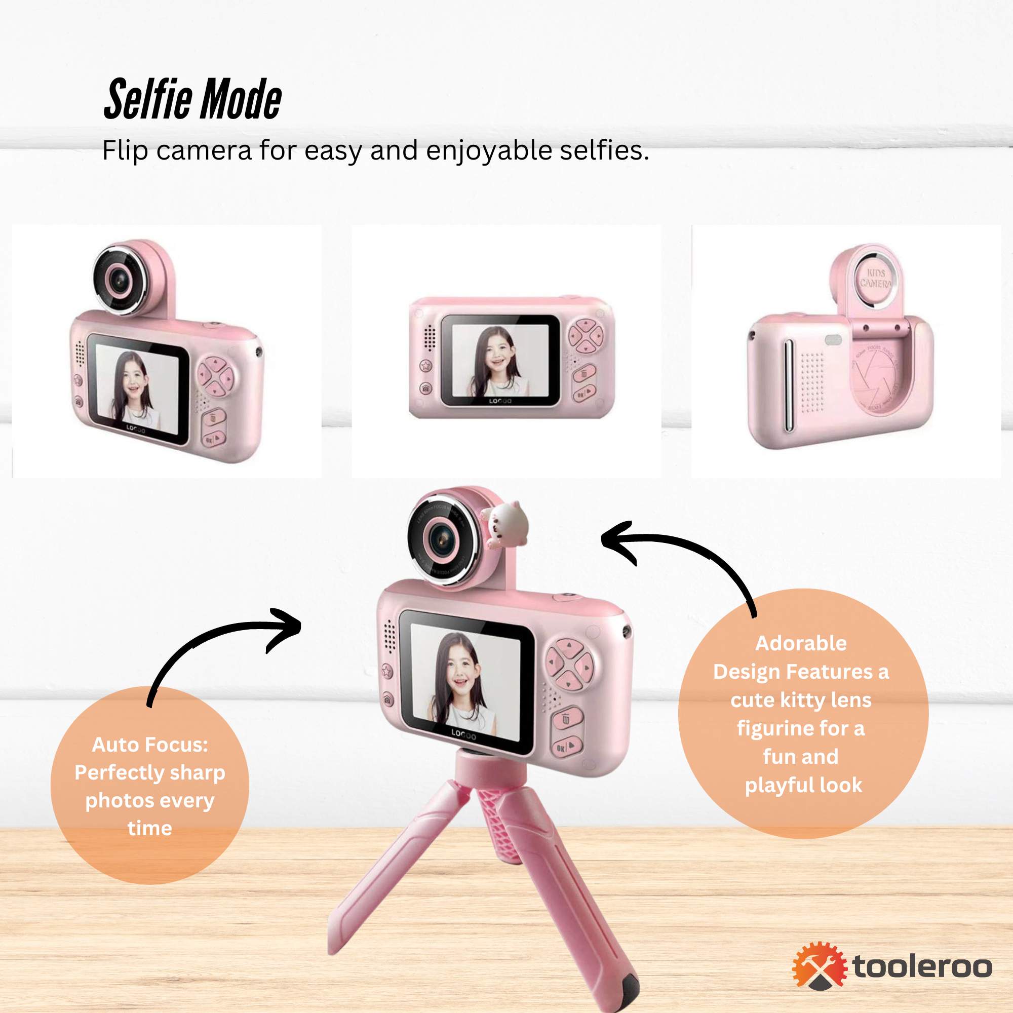 Kids HD Digital Camera Pink - Children's Selfie Photo Video 2.4 Inch Screen 5
