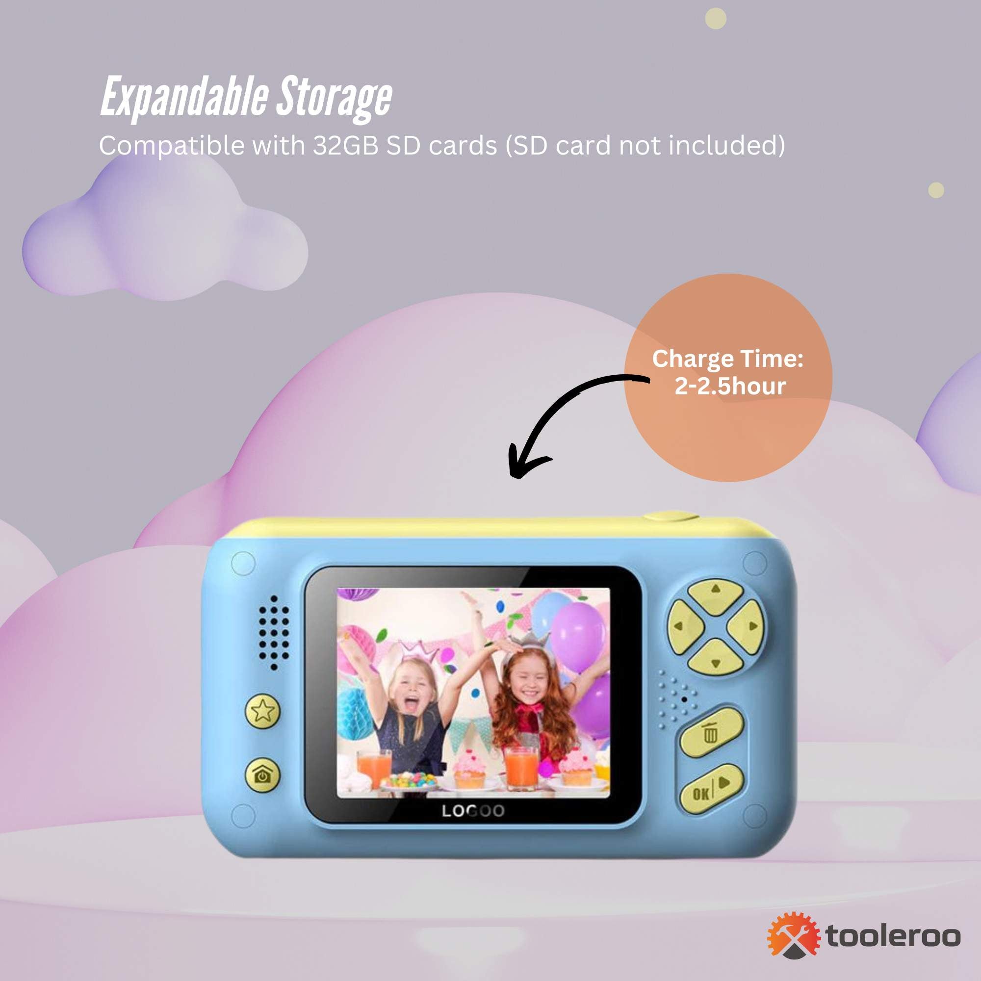 Kids HD Digital Camera Blue - Children's Selfie Photo Video 2.4 Inch Screen 4