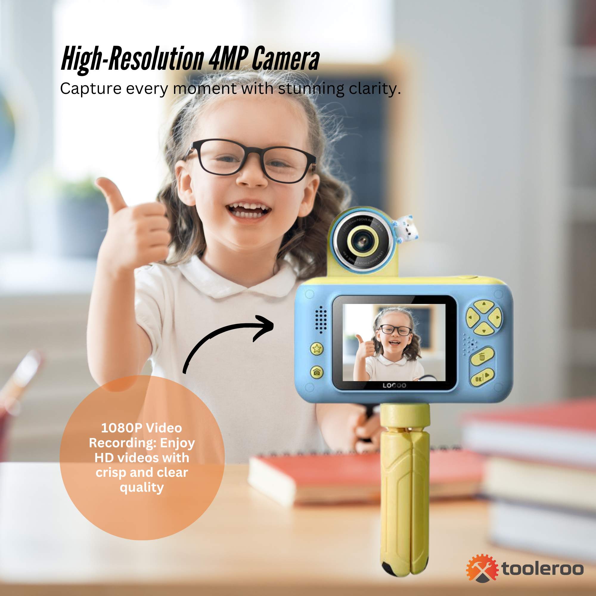 Kids HD Digital Camera Blue - Children's Selfie Photo Video 2.4 Inch Screen 7