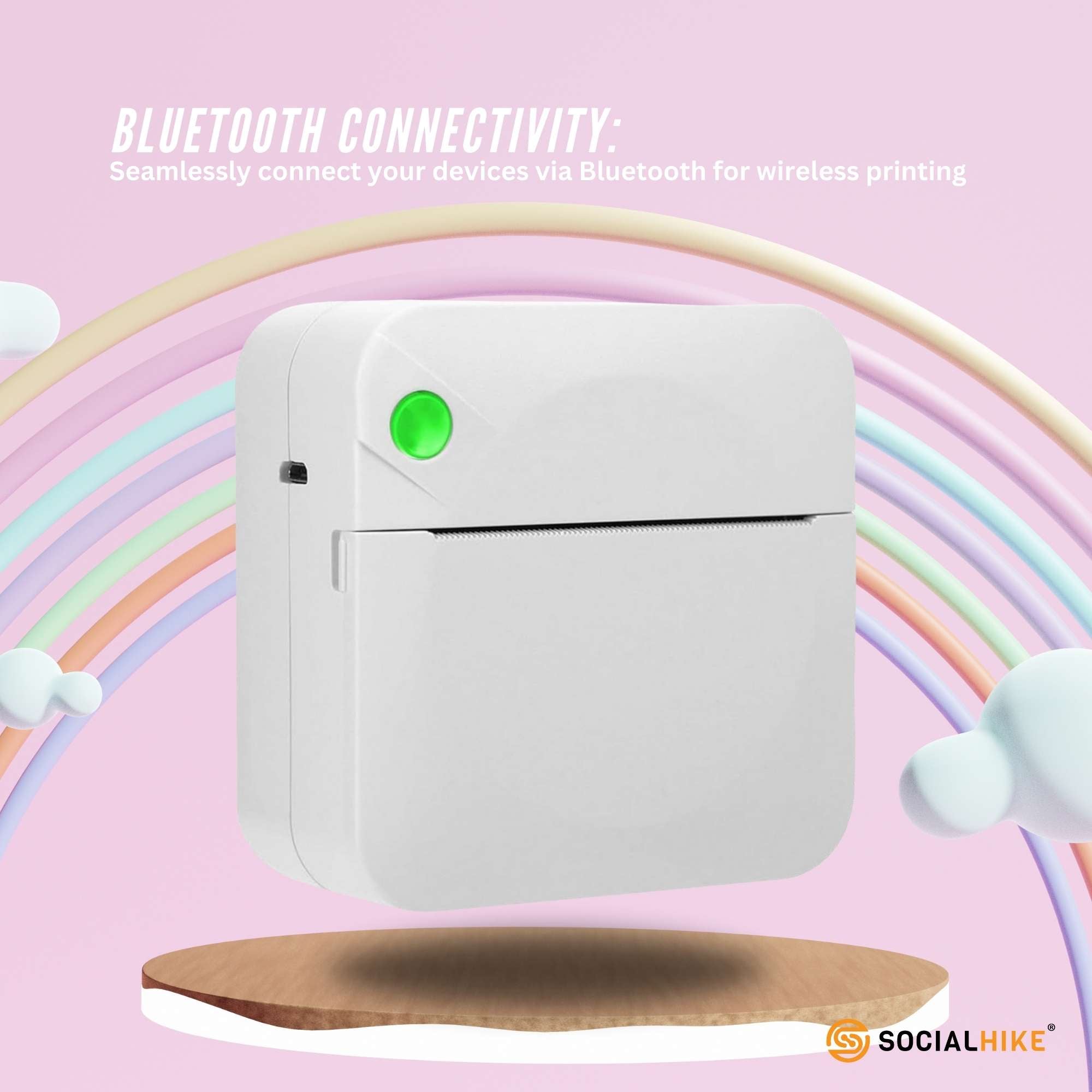 Portable Mini Printer White - Inkless Bluetooth Phone Pocket Thermal Printing 3