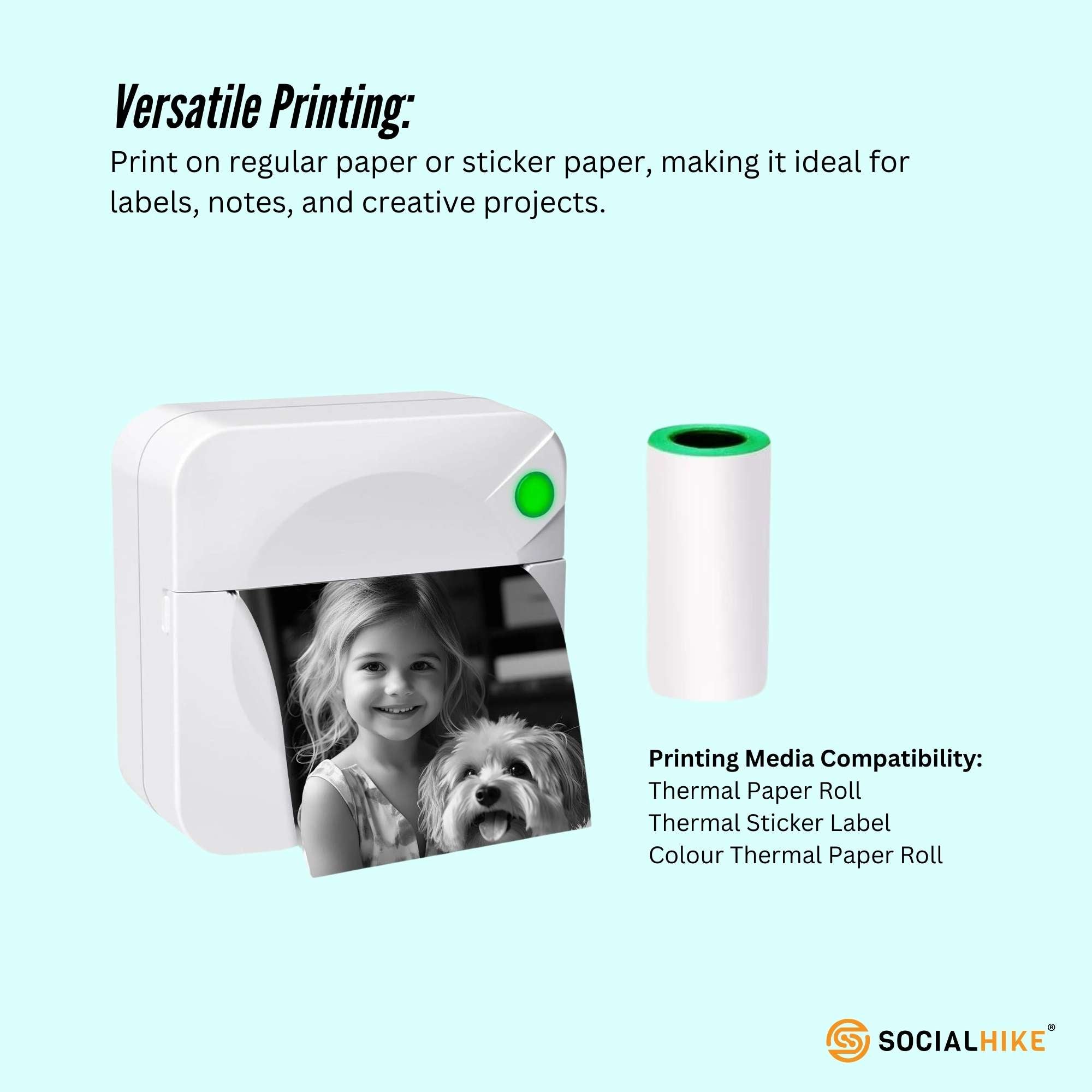 Portable Mini Printer White - Inkless Bluetooth Phone Pocket Thermal Printing 5