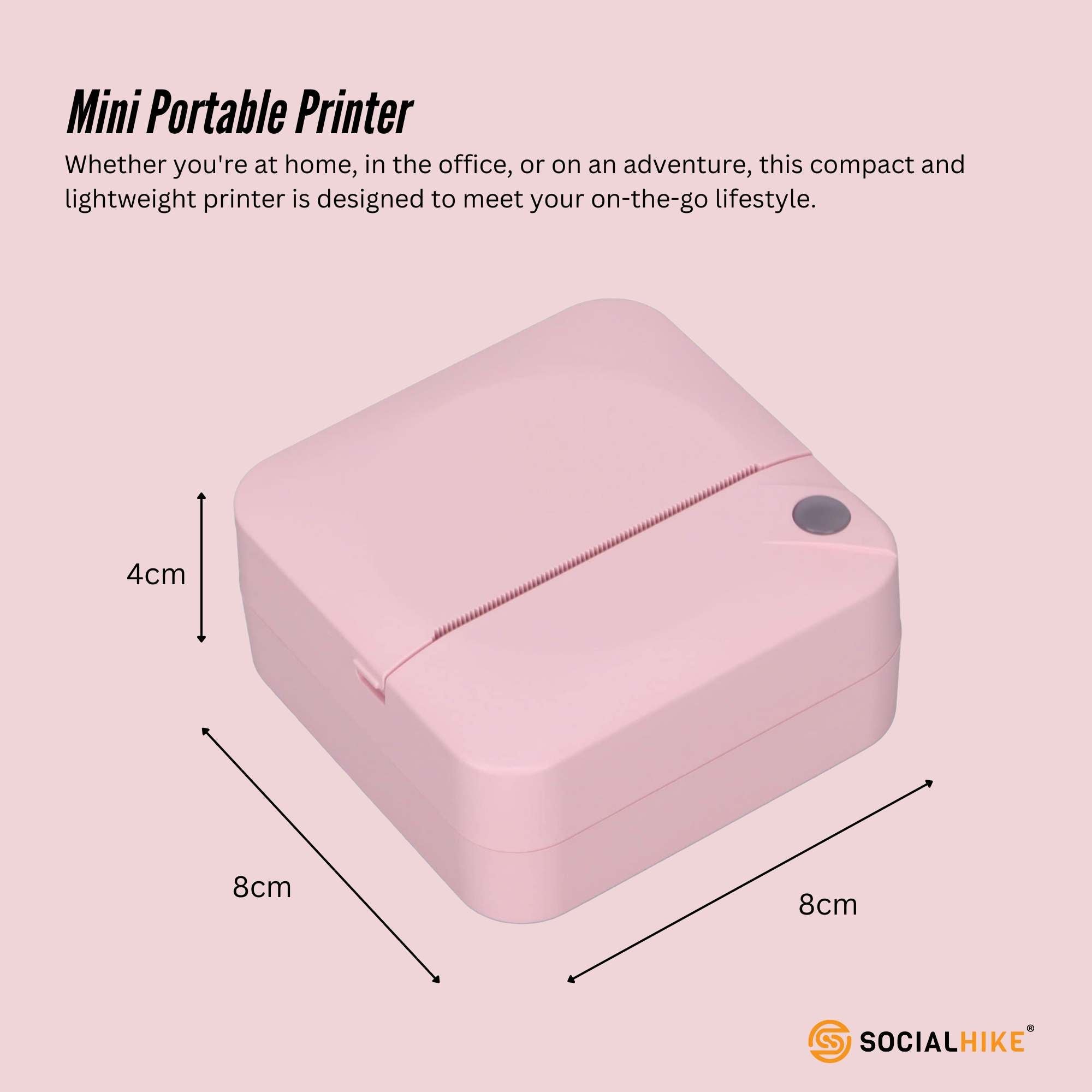 Portable Mini Printer Pink - Inkless Bluetooth Phone Pocket Thermal Printing 3