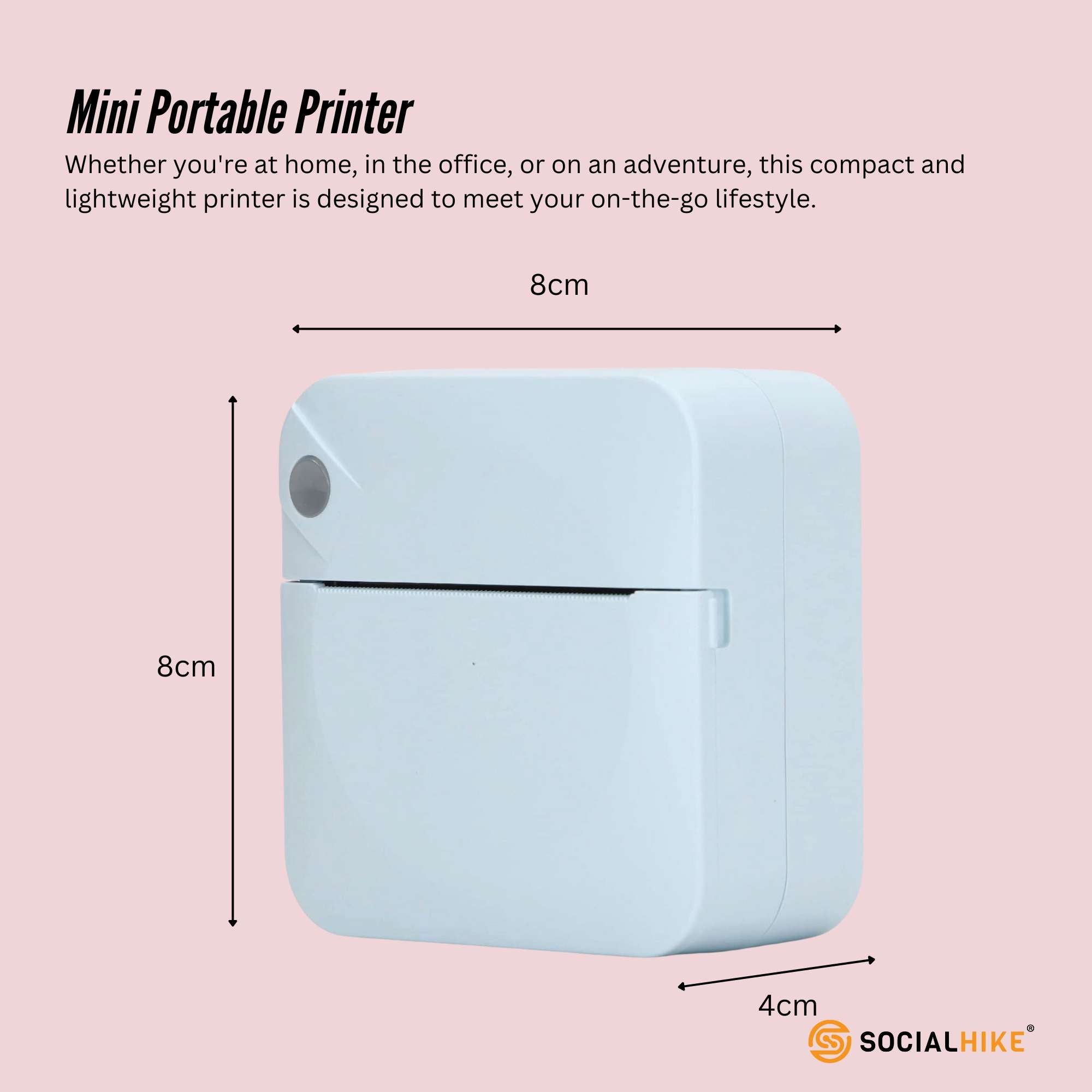 Portable Mini Printer Blue - Inkless Bluetooth Phone Pocket Thermal Printing 3