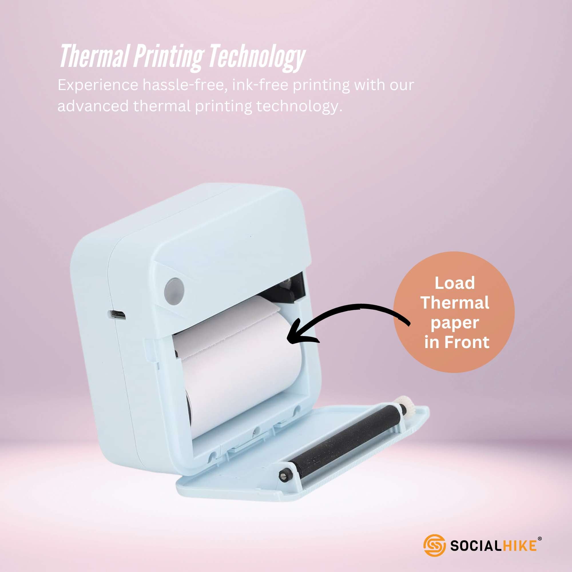 Portable Mini Printer Blue - Inkless Bluetooth Phone Pocket Thermal Printing 4