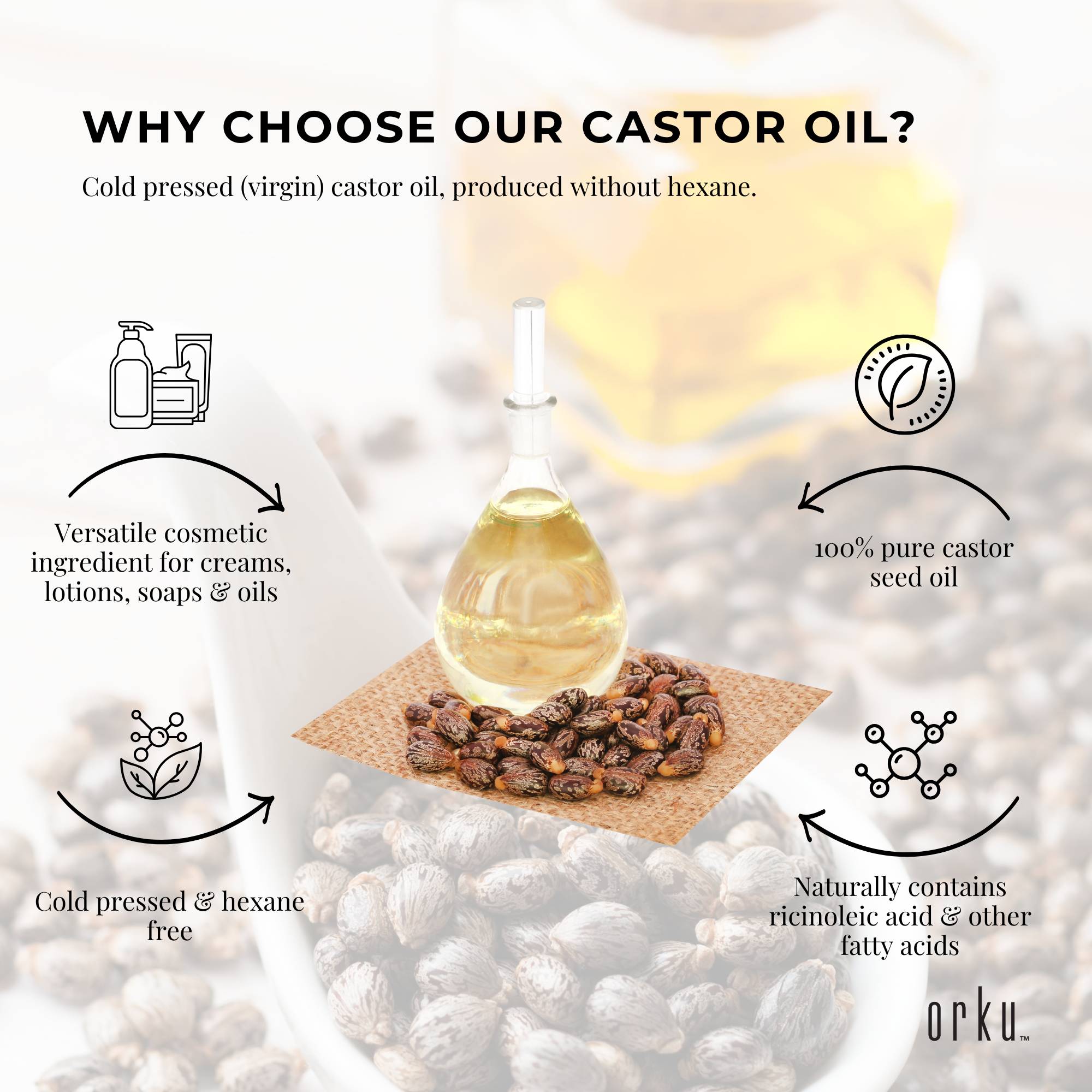 Orku 1.5L Castor Oil - Hexane Free Cold Virgin Pressed 4