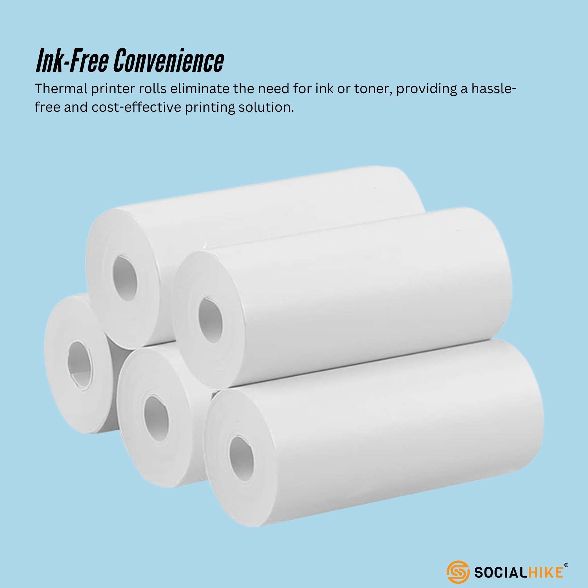 Social Hike 5 Pack Thermal Paper Camera Rolls - Instant Print Printer Refill 3